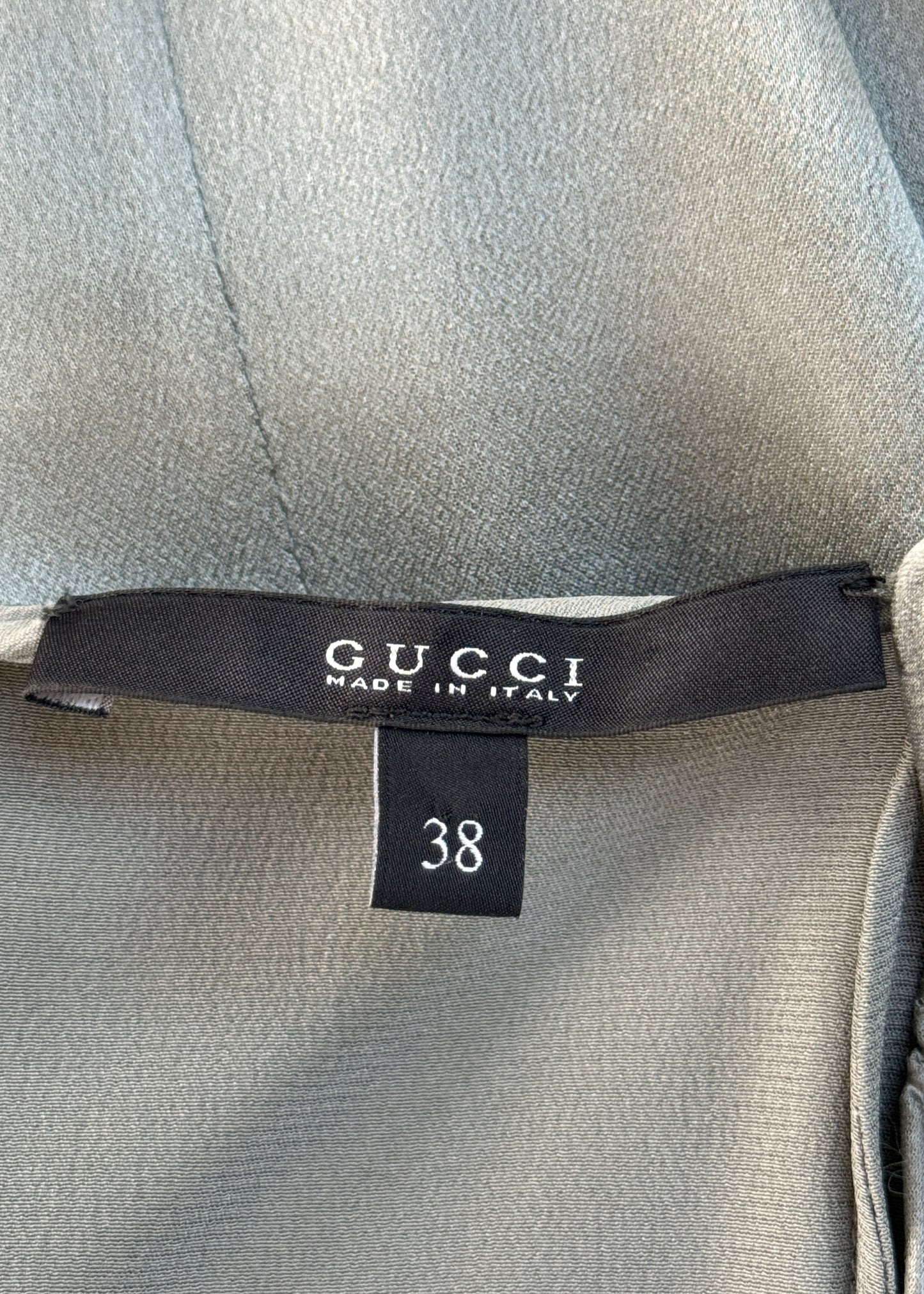 Gucci Resort 2011 Runway Grey Silk Satin Plunge Gown
