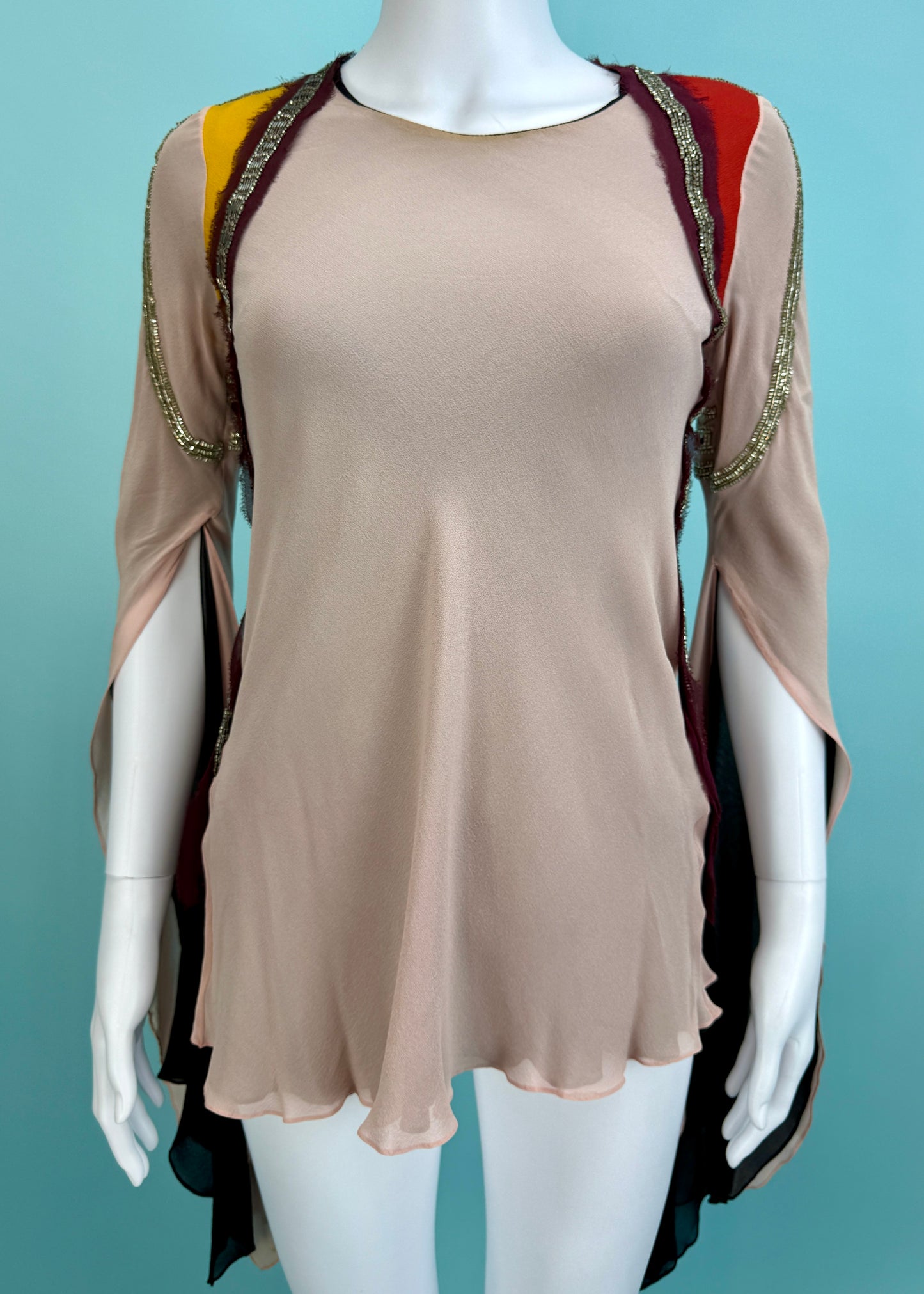 Chloé Fall 2002 Runway Pink Silk Embellished Top