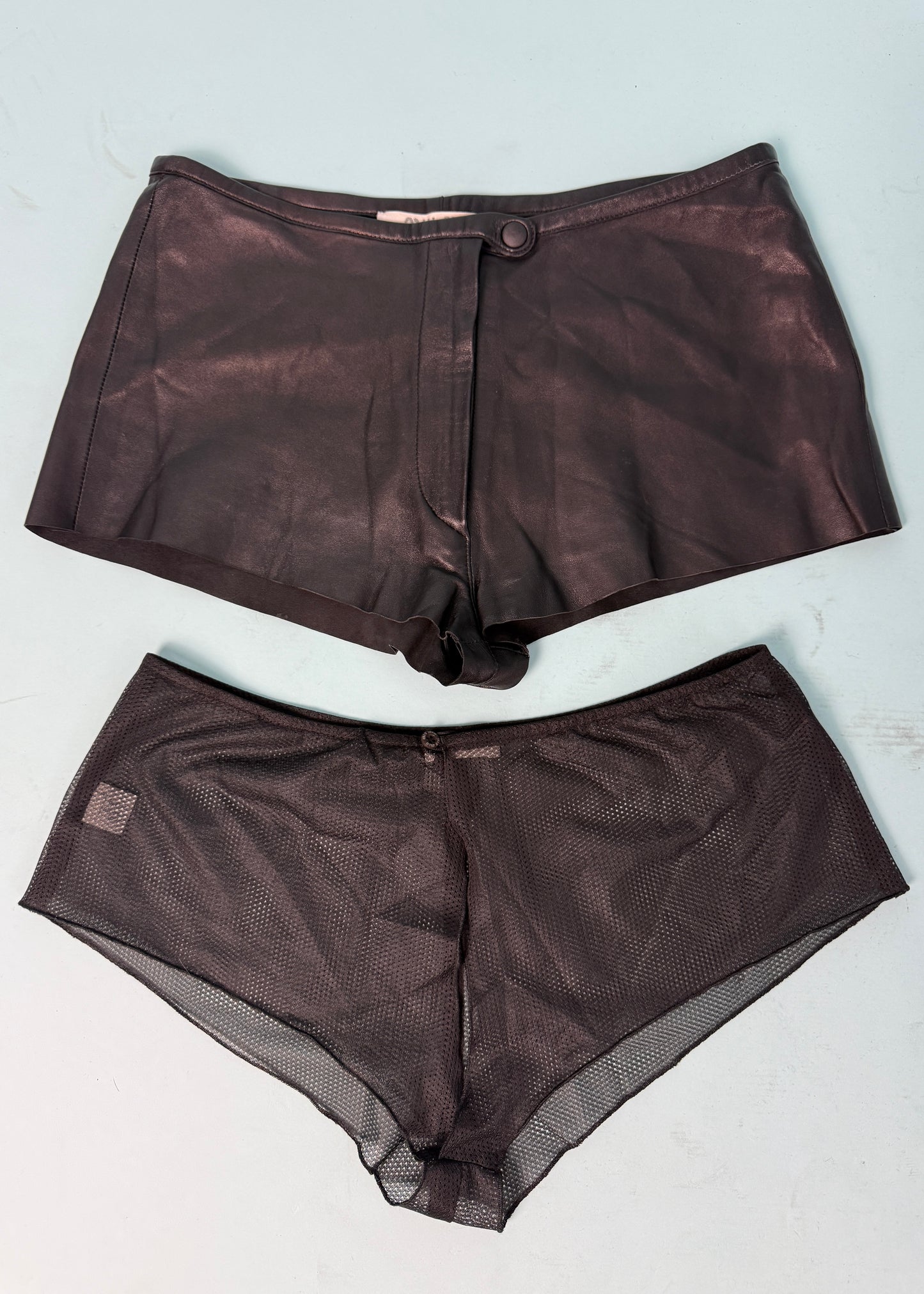 Miu Miu 1990s Black Leather Mini Shorts