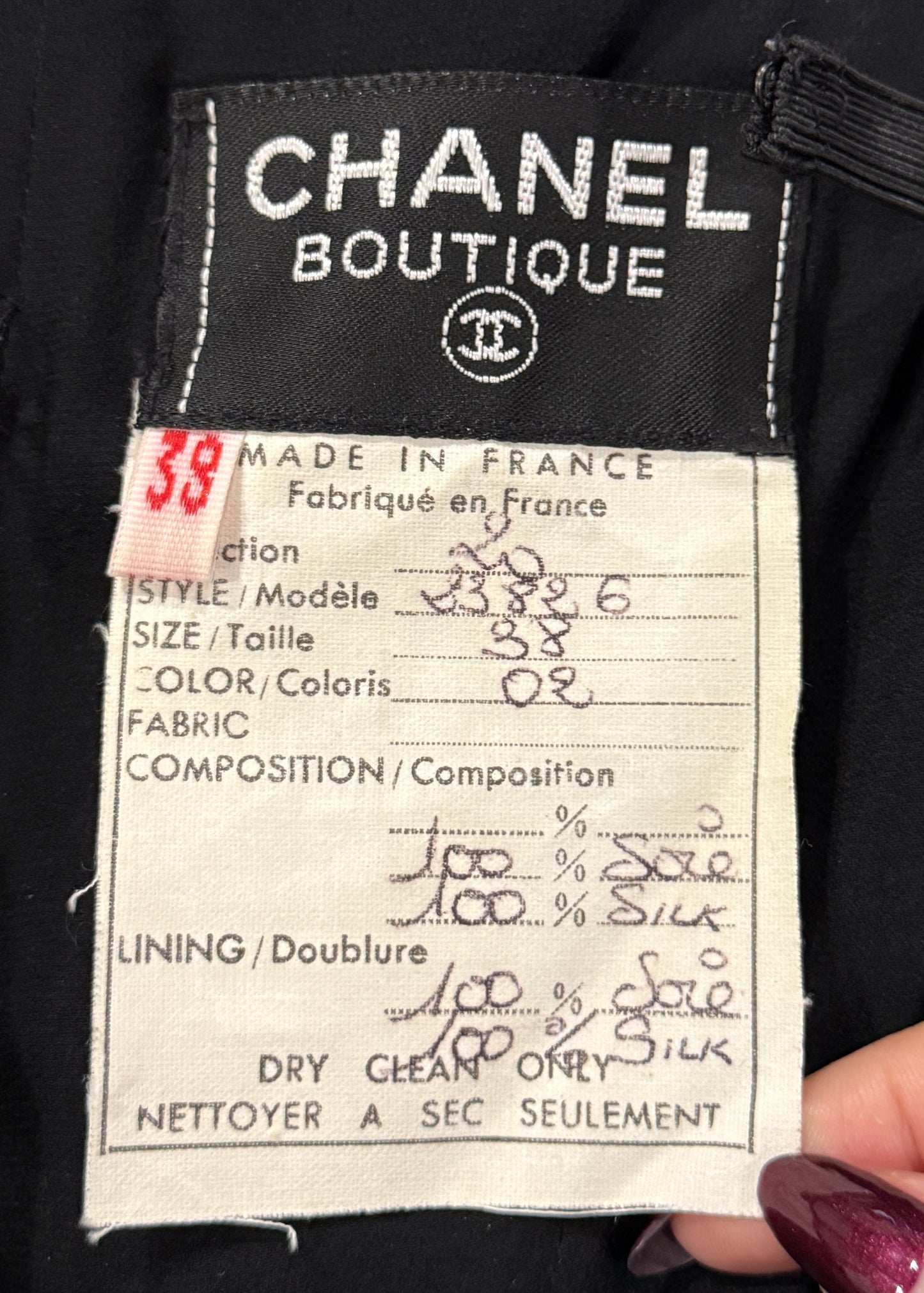 Chanel Fall 1989 Runway Black Silk Chiffon Corseted Draped Gown