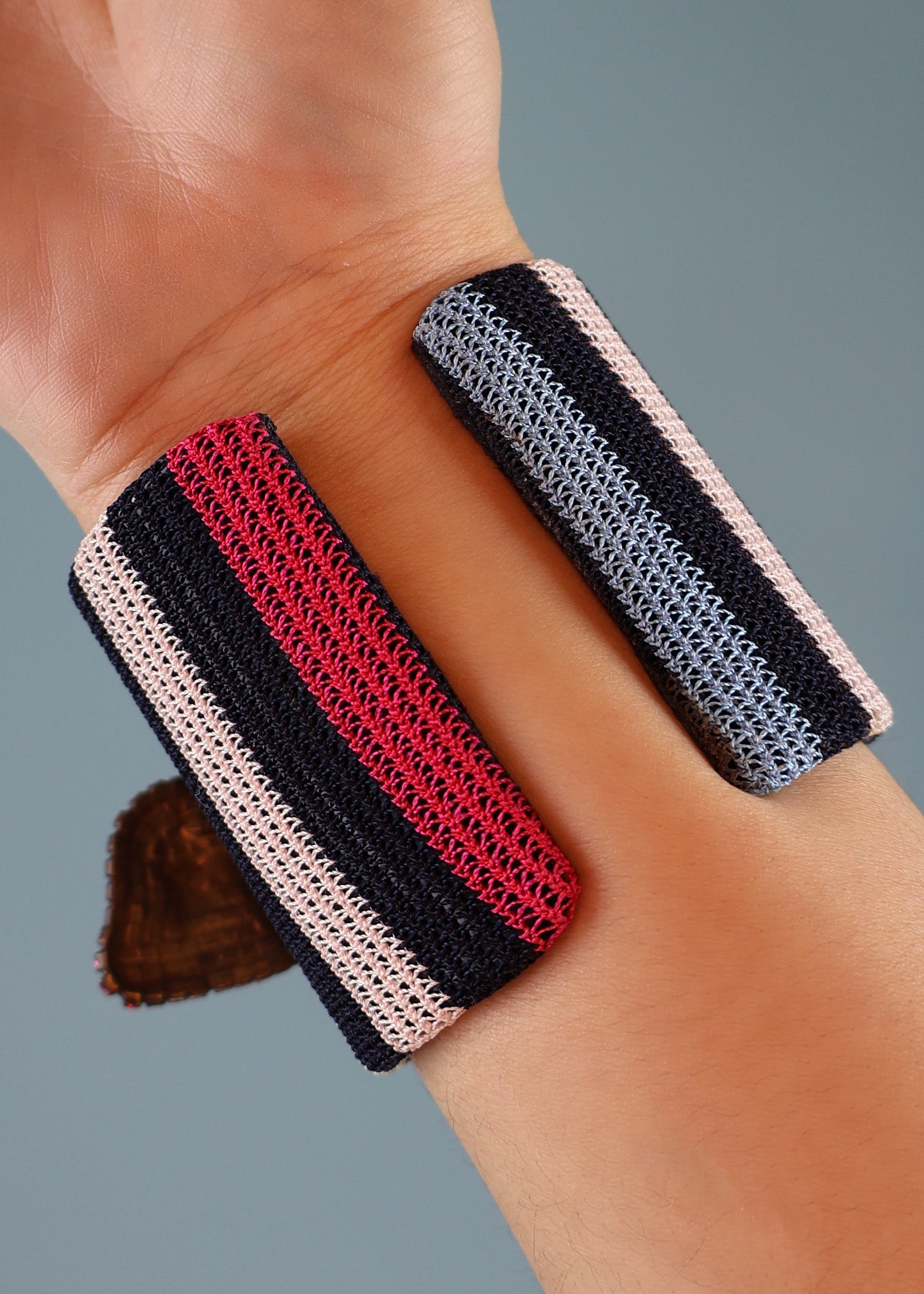 Missoni Spring 2004 Pink Crystal Starfish Striped Cuff Bracelet