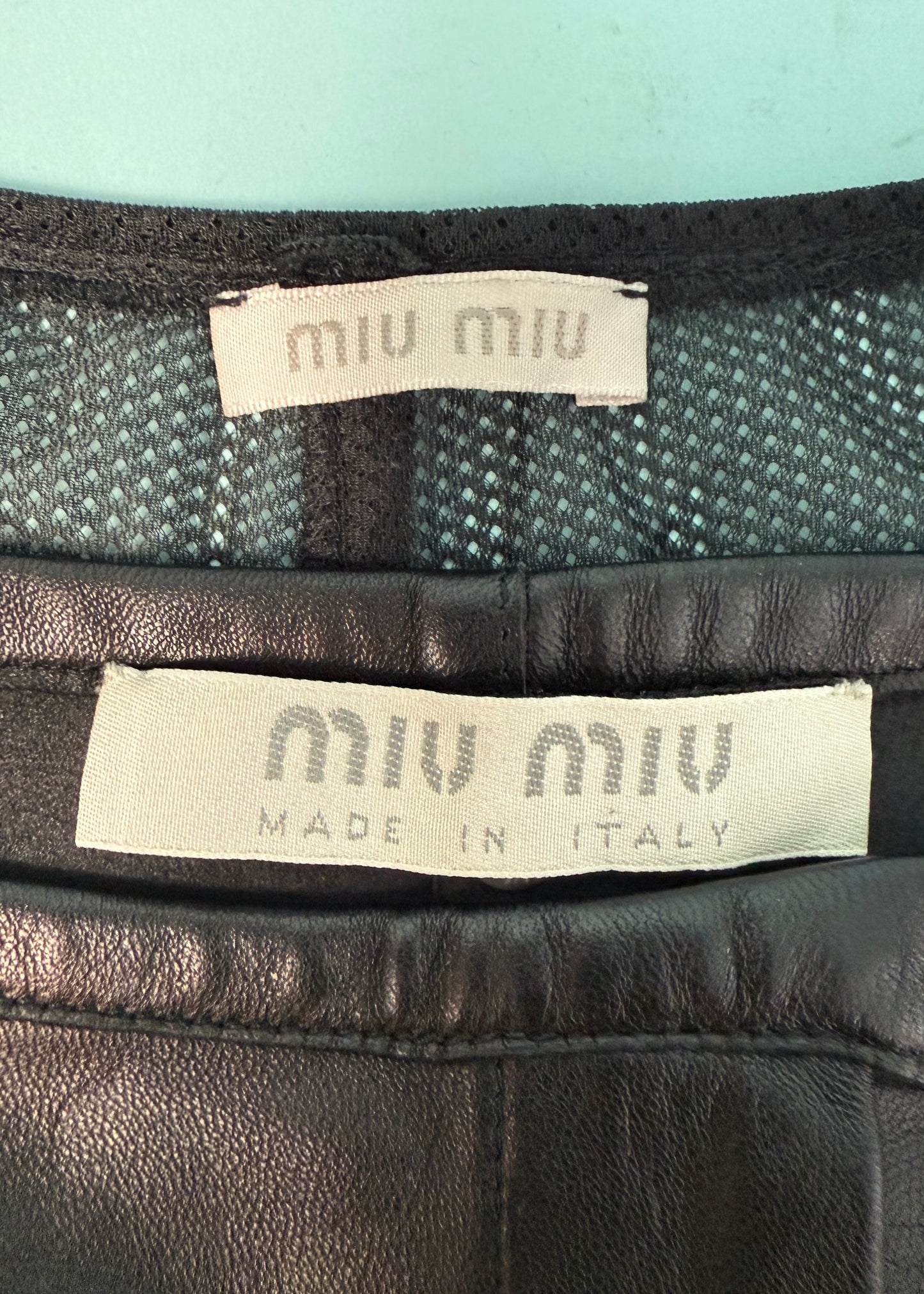 Miu Miu 1990s Black Leather Mini Shorts