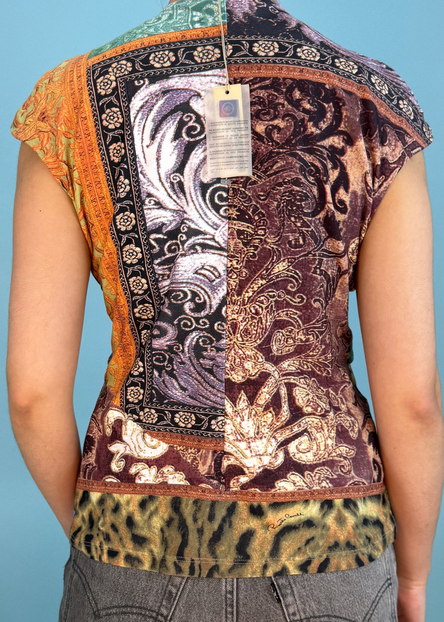 Roberto Cavalli Fall 2004 Patchwork Fringe Scarf Top