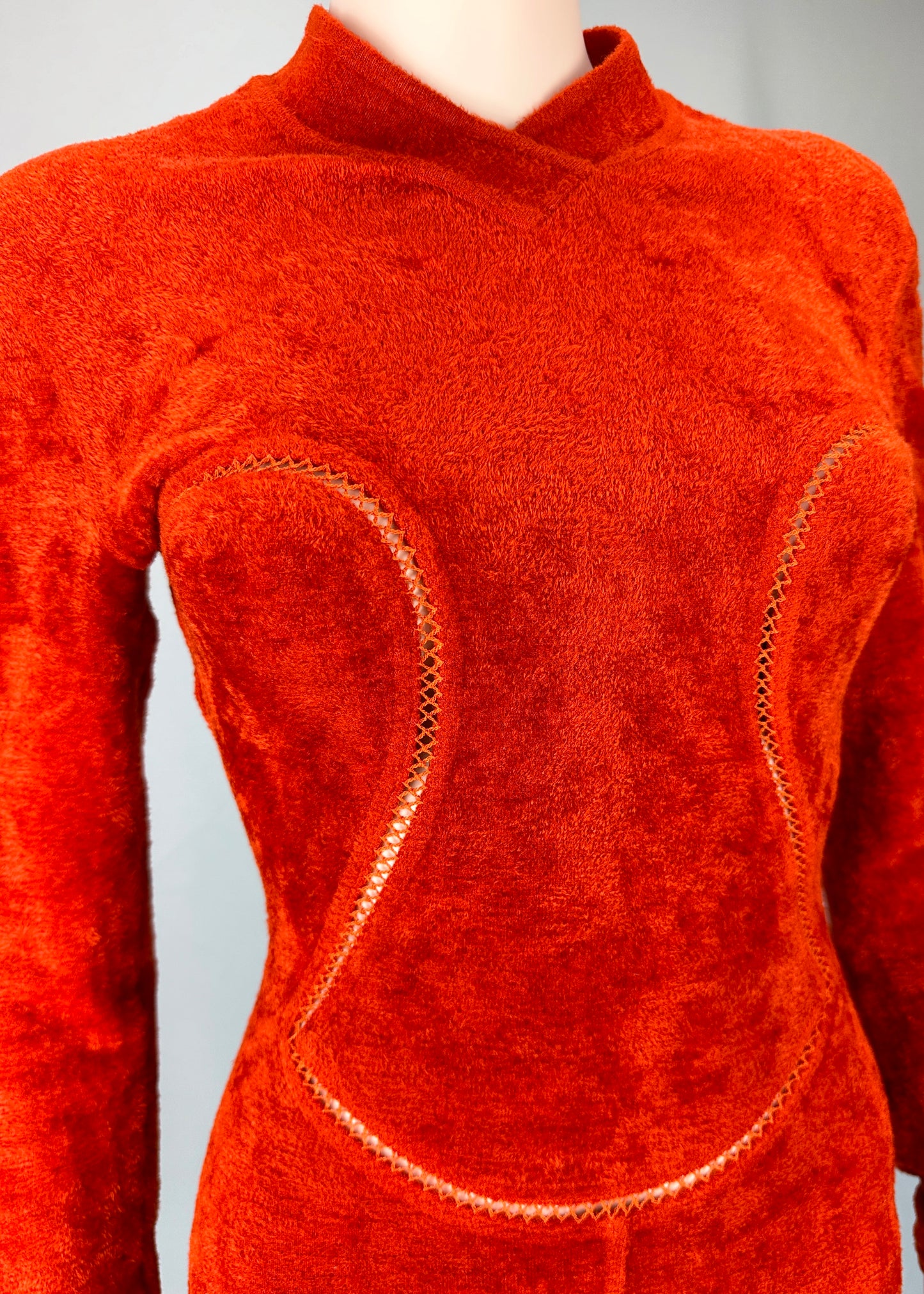 Azzedine Alaia Fall 1991 Runway Orange Chenille Cutout Dress