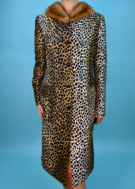 Dolce & Gabbana Mink Collar Leopard Print Jacket