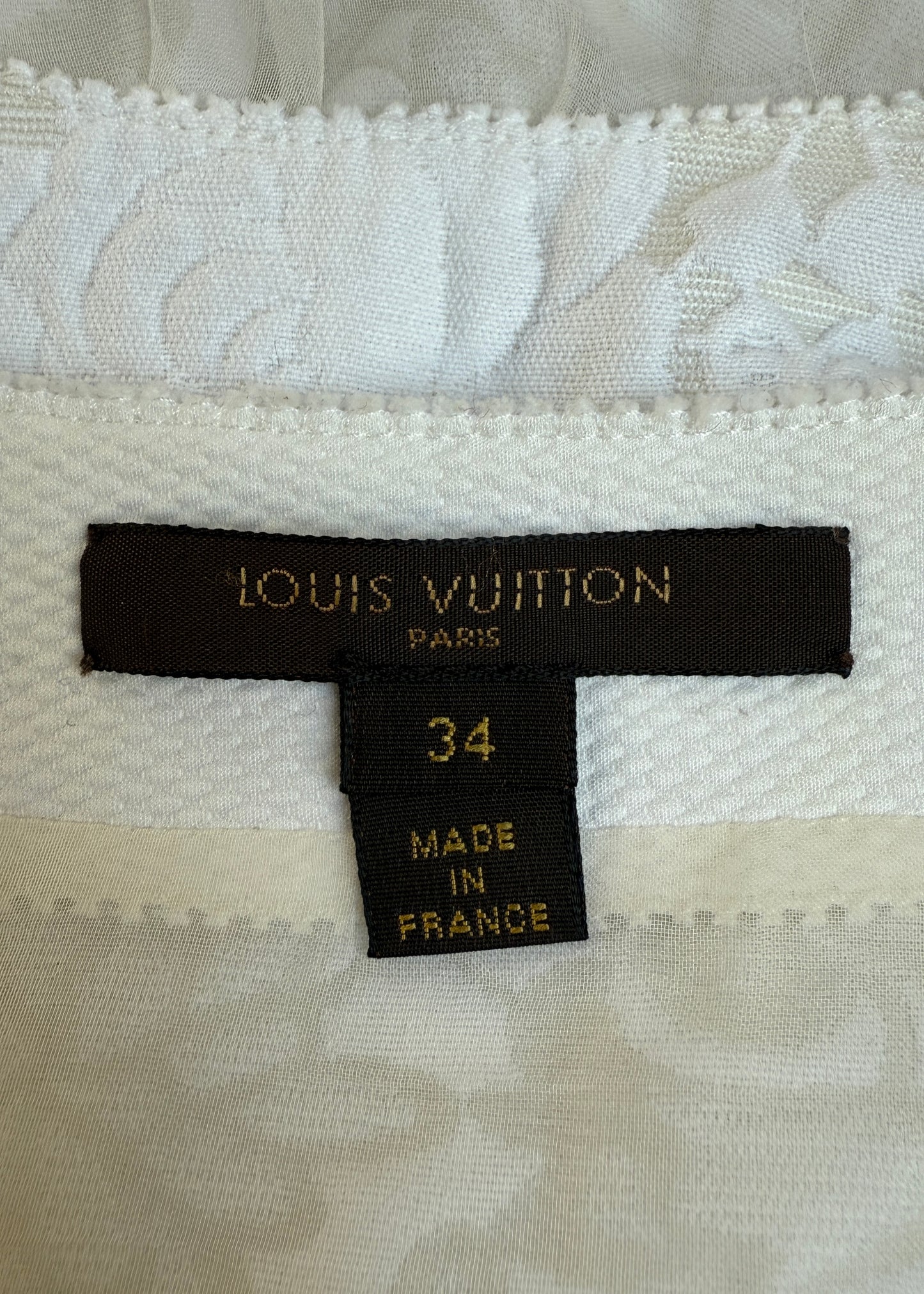 Louis Vuitton White Embroidered Bow Top