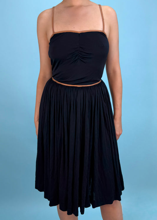 Yves Saint Laurent 2011 Black Leather Trim Dress