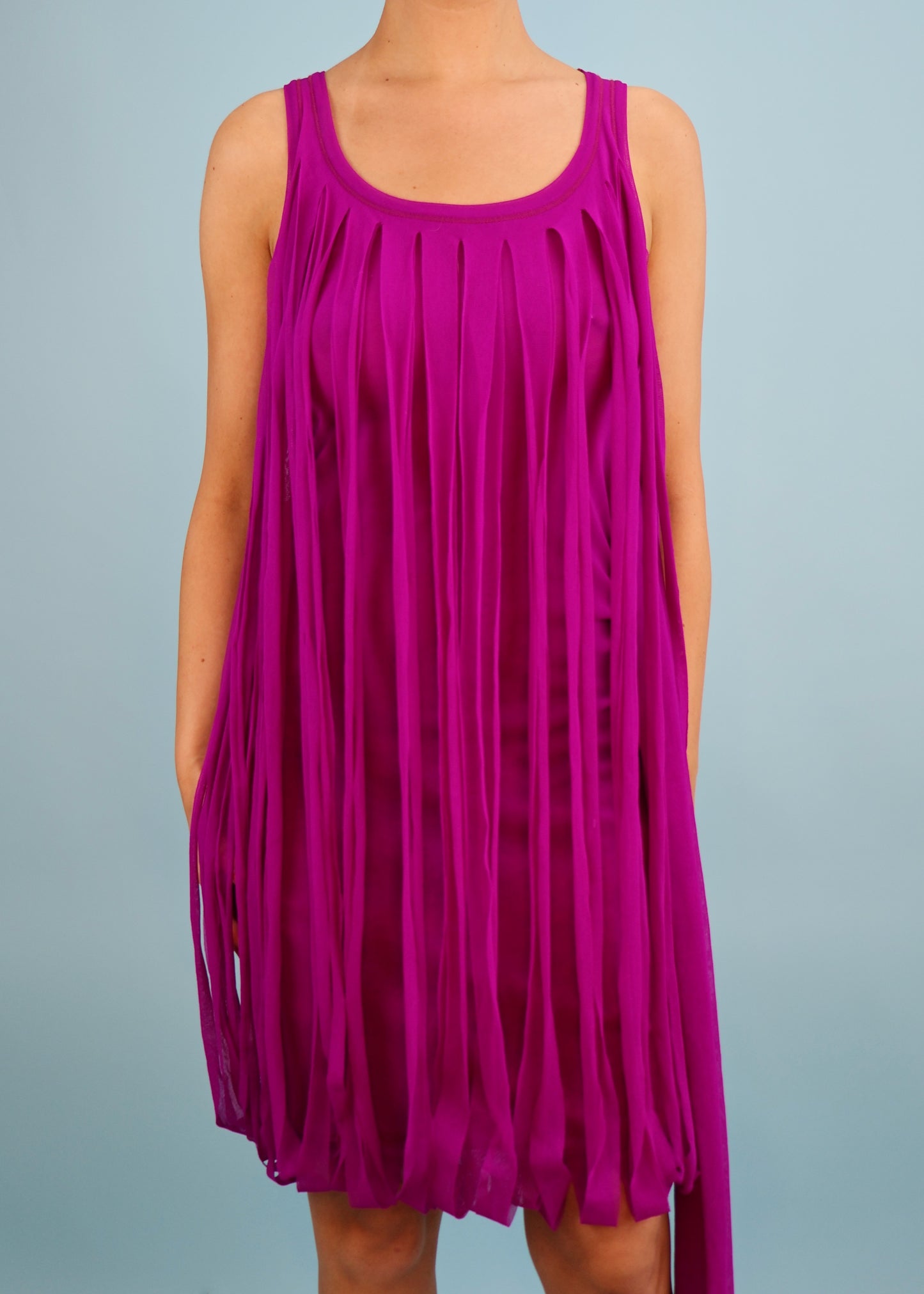 Jean Paul Gaultier Purple Mesh Waist Sash Dress