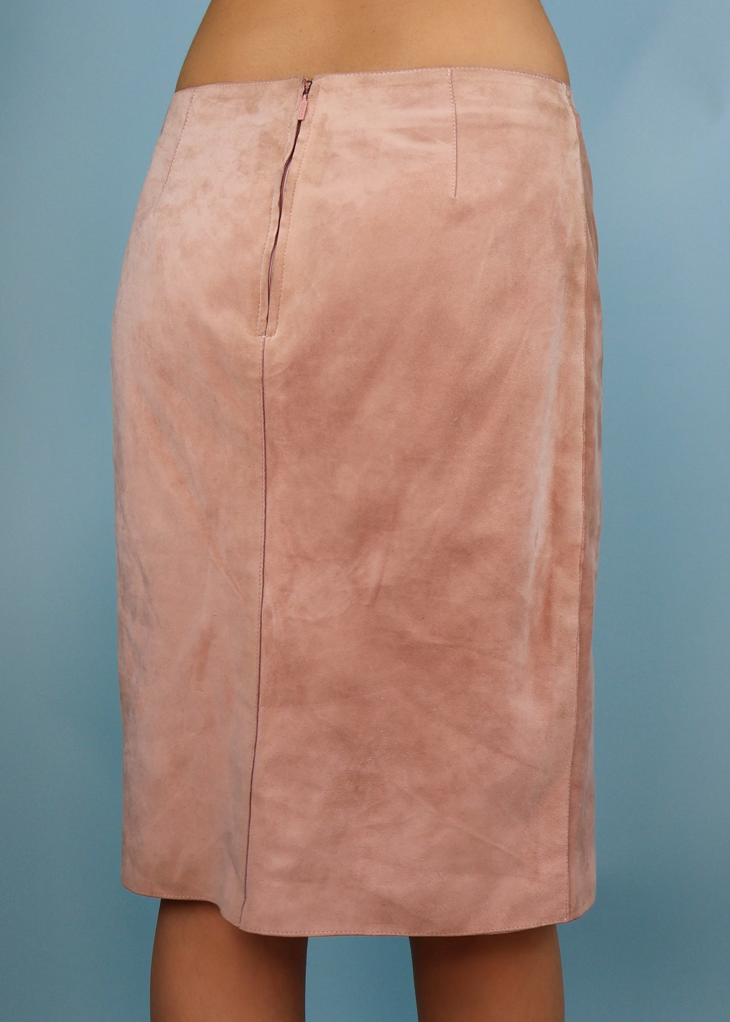 Gucci Pink Suede Leather Midi Skirt