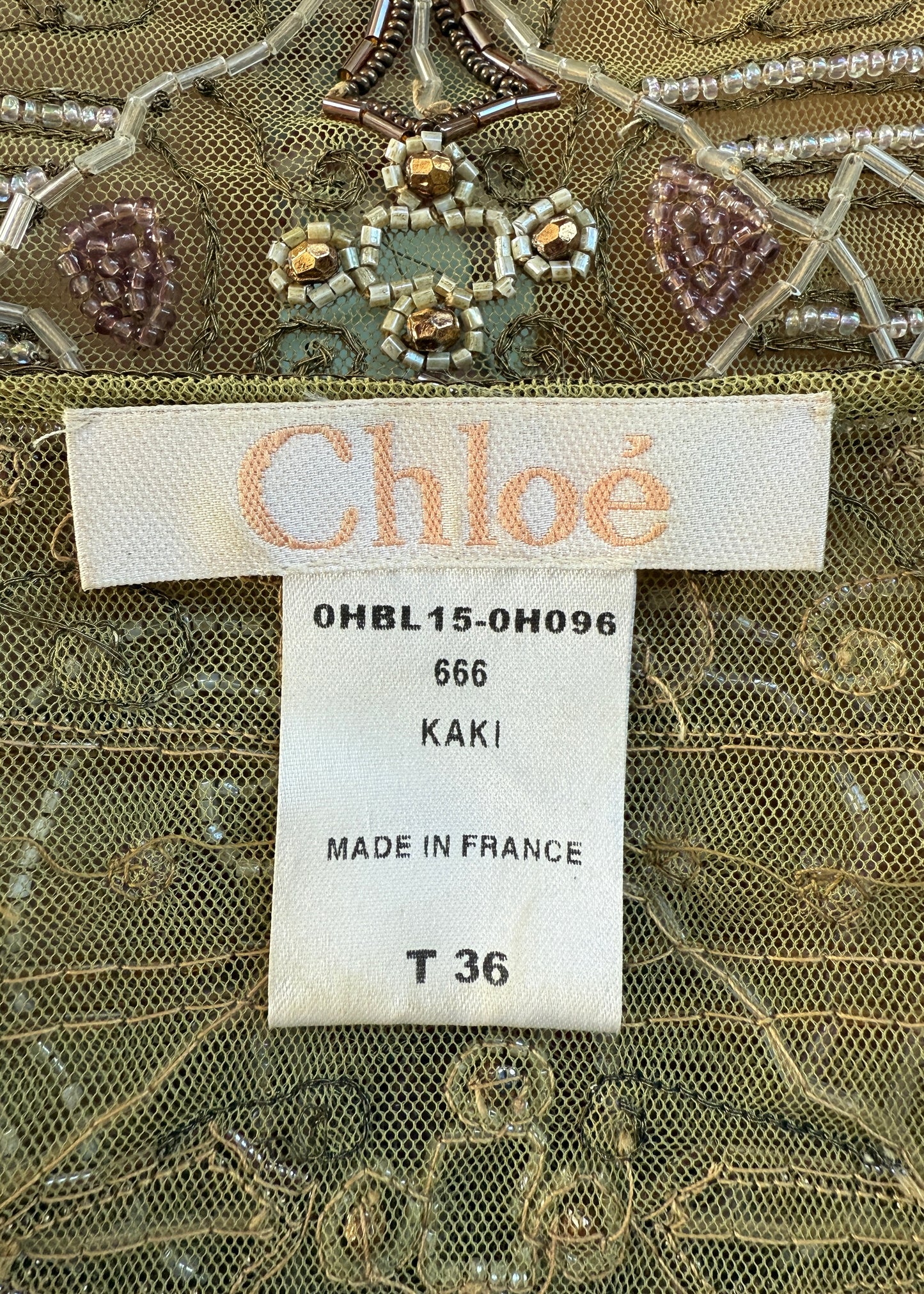 Chloé Fall 2000 Runway Bead Embellished Mesh Cardigan Top
