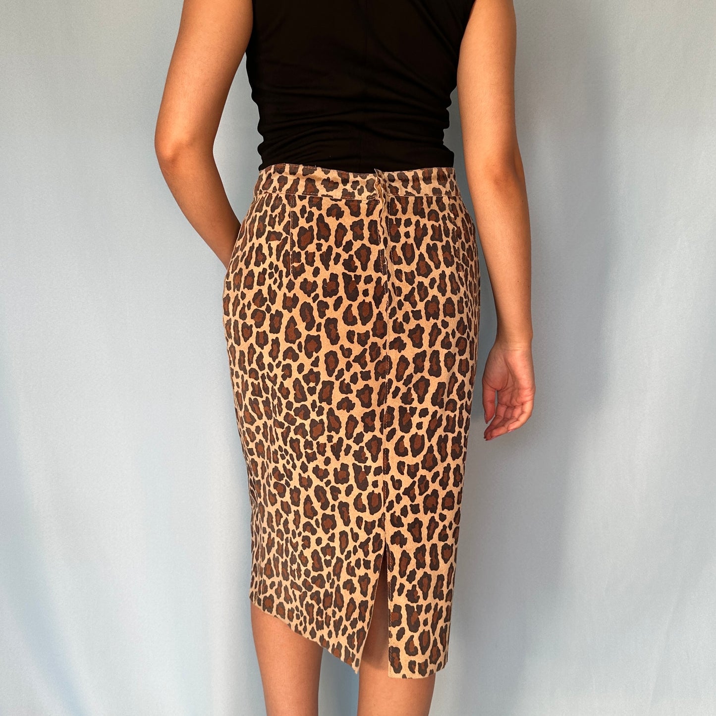 Dolce & Gabbana Leopard Print Suede Skirt
