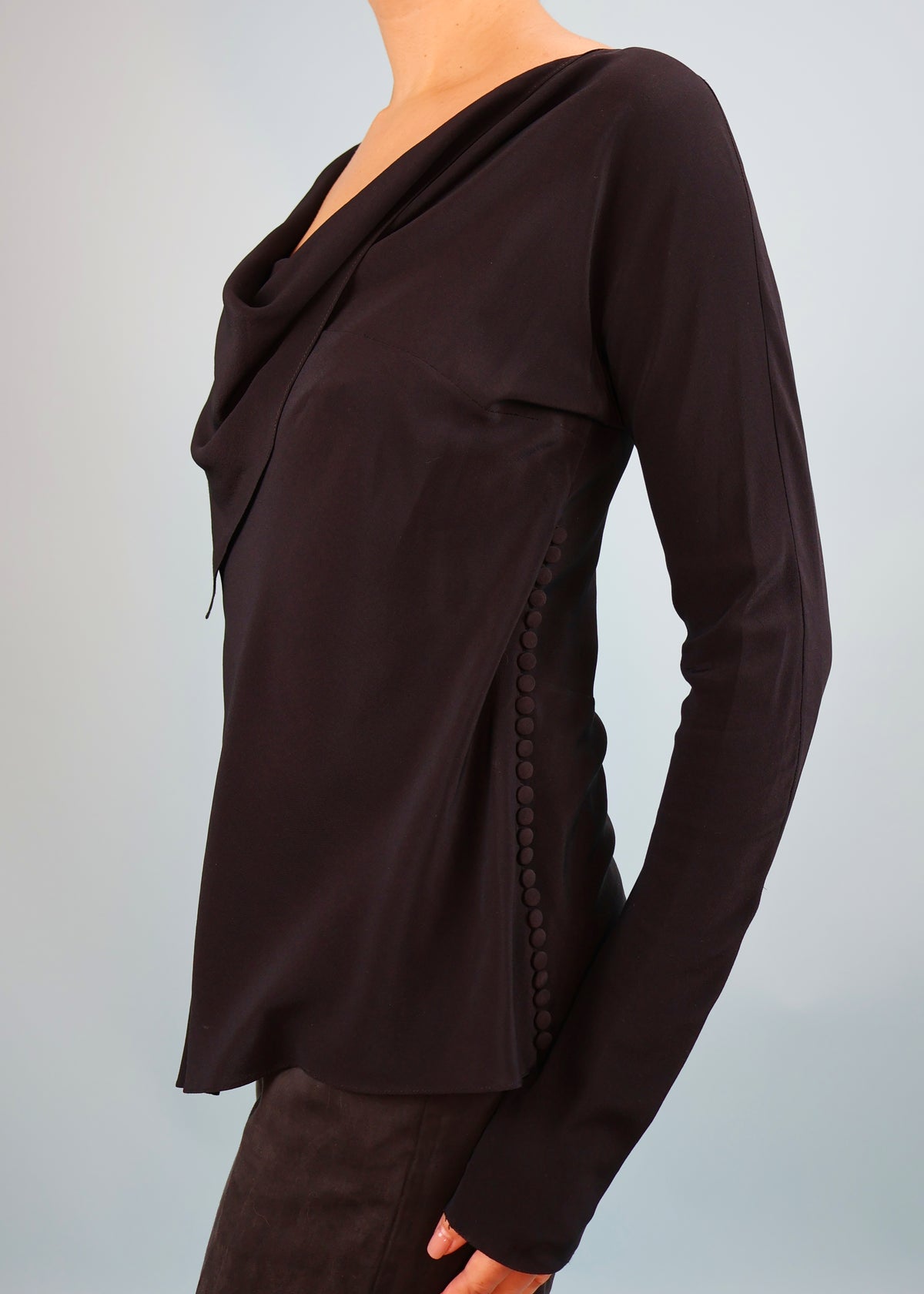 Dior Spring 2006 Black Silk Handkerchief & Ruffle Detail Blouse Top
