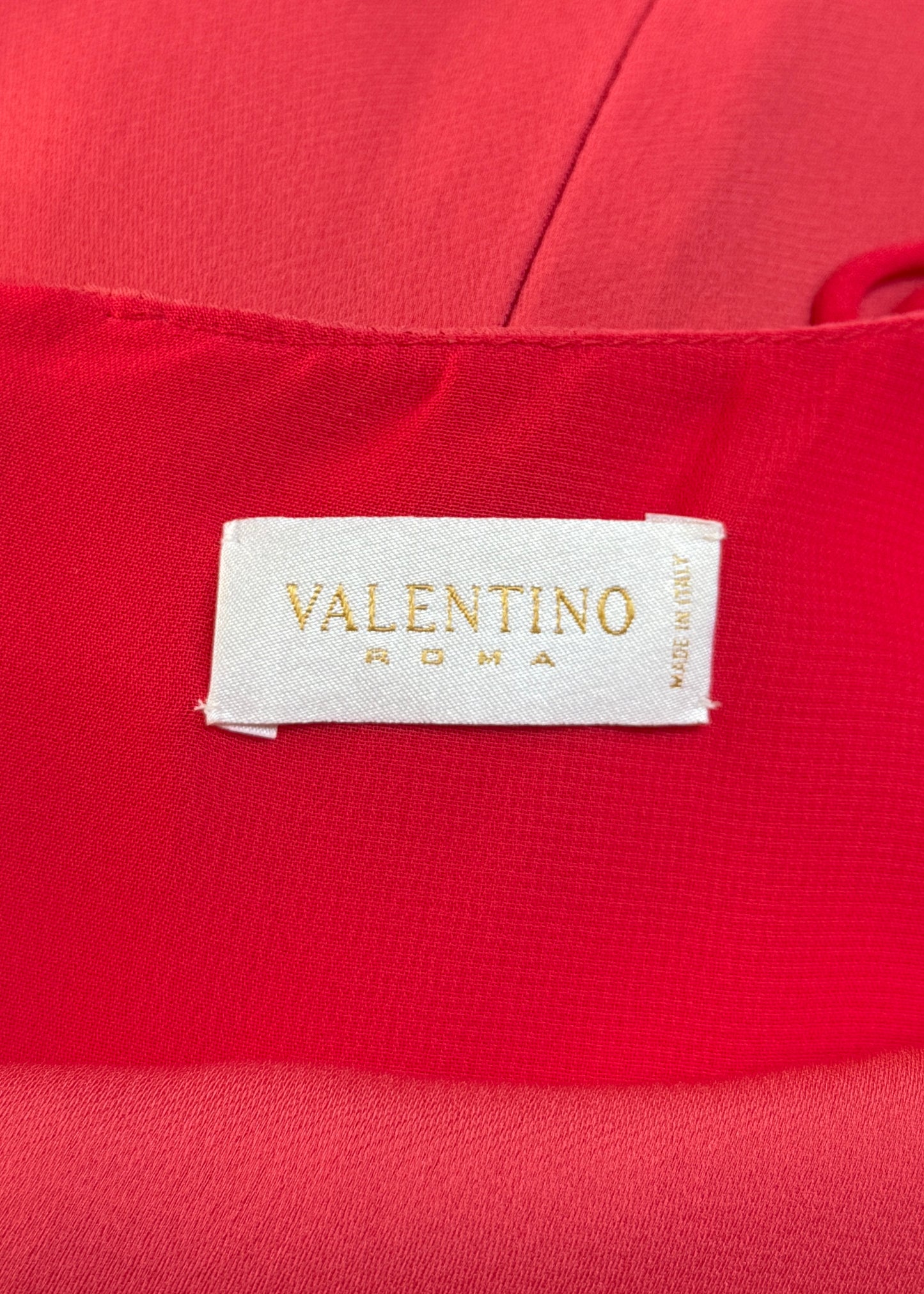 Valentino Coral Lace Sides Silk Chiffon Gown