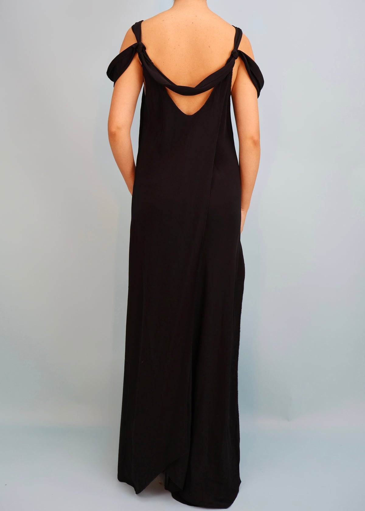 Gucci Fall 2002 Black Silk Knot Strap Maxi Dress
