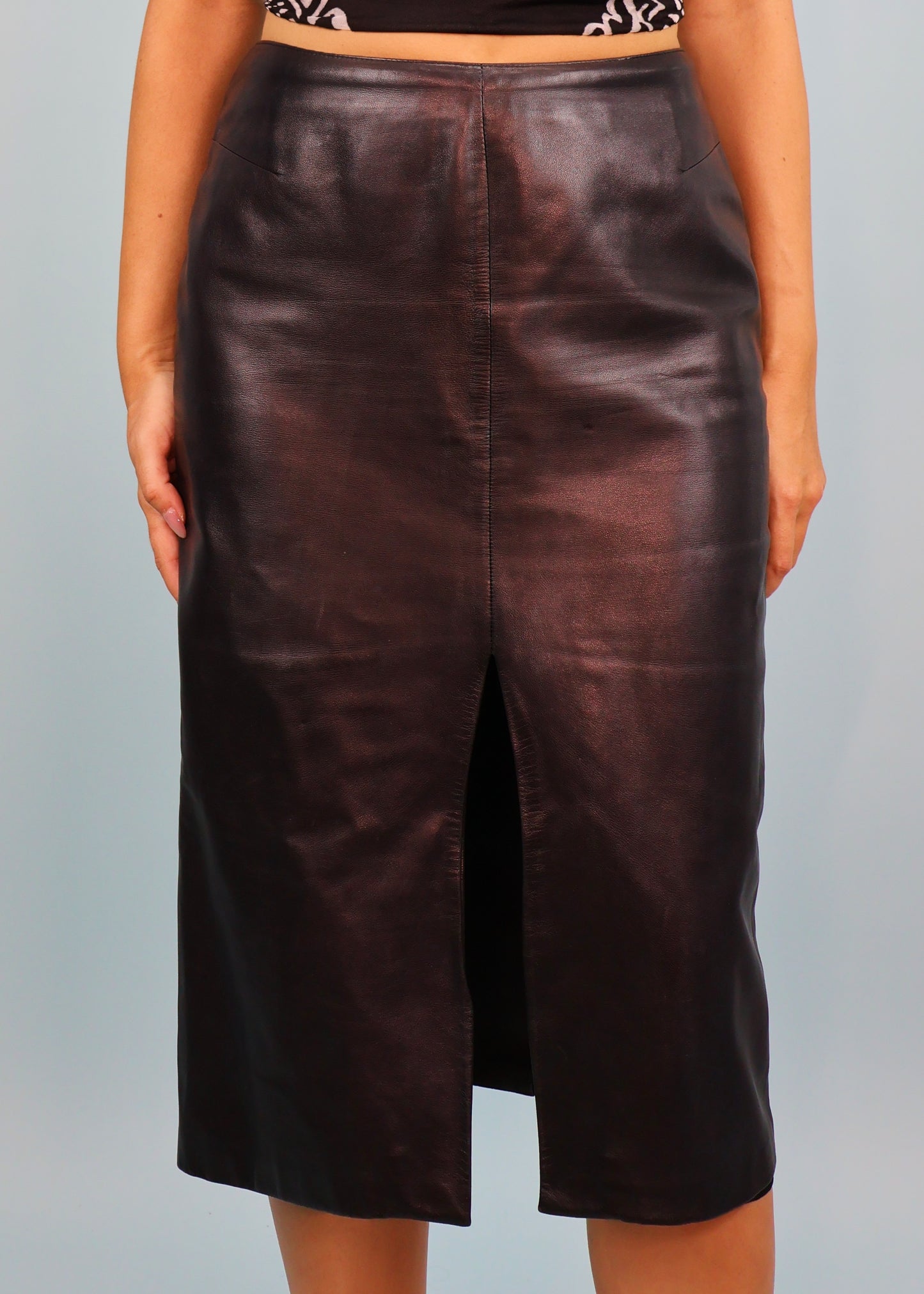 Gucci Fall 2001 Black Leather Midi Skirt