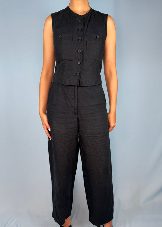 Giorgio Armani 1990s Navy Linen Vest & Pants Set