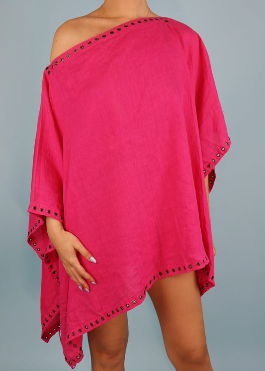 Celine Spring 2003 Runway Pink Eyelet Mini Kaftan Dress
