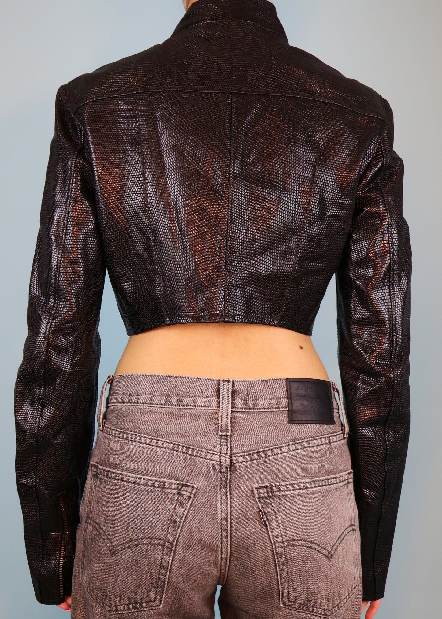 Yves Saint Laurent Fall 2003 Runway Black Leather Cropped Jacket