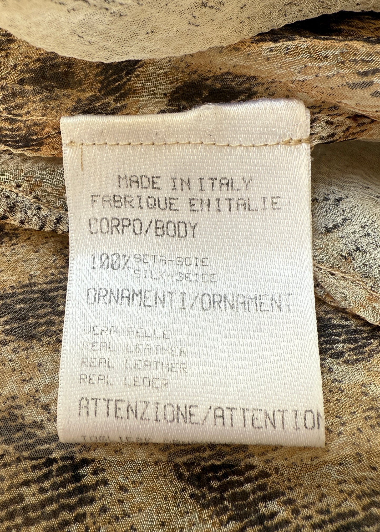 Roberto Cavalli Spring 2002 Leopard Print Sheer Silk Kaftan Dress