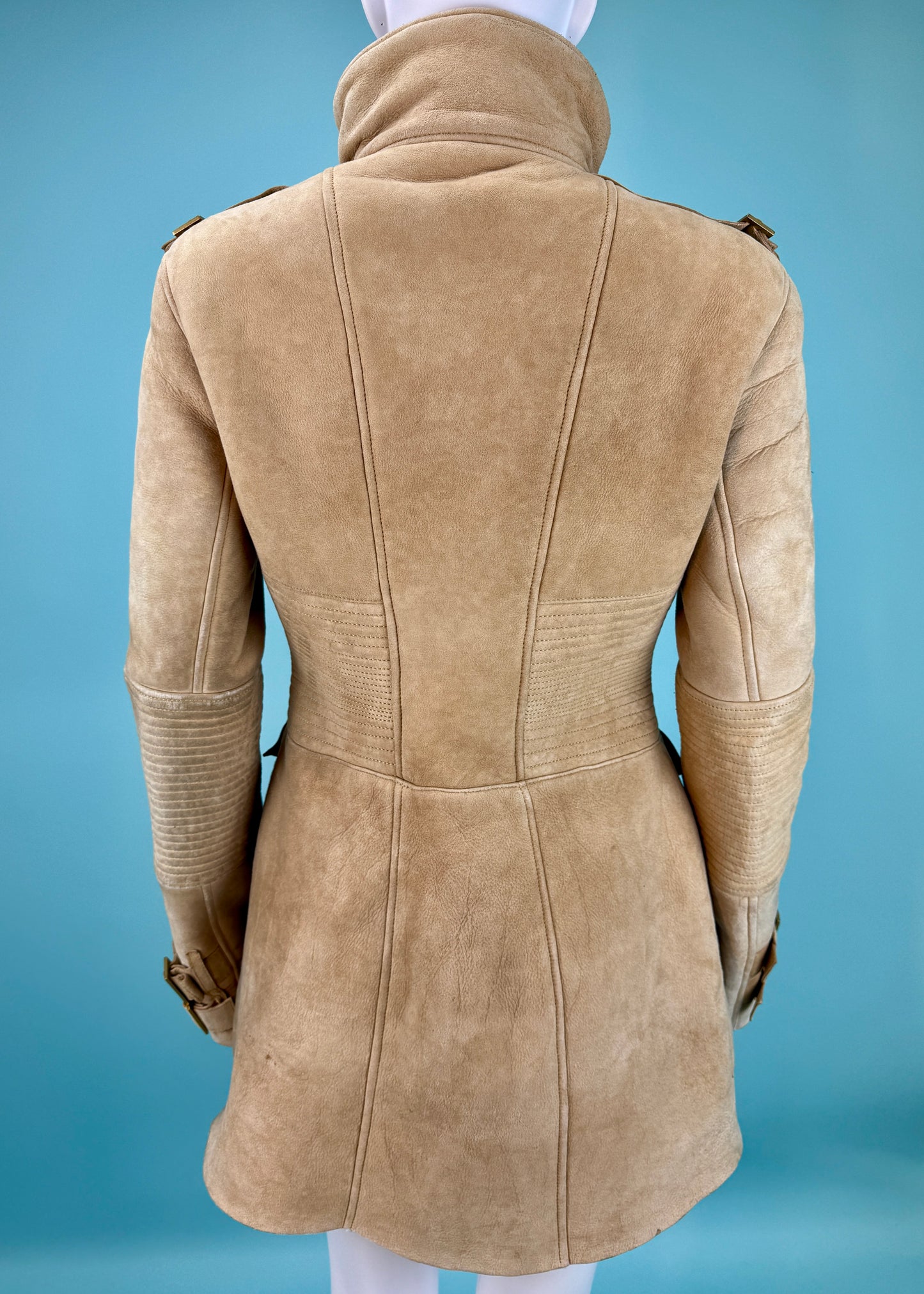 Gucci Fall 2003 Beige Shearling Suede Leather Jacket