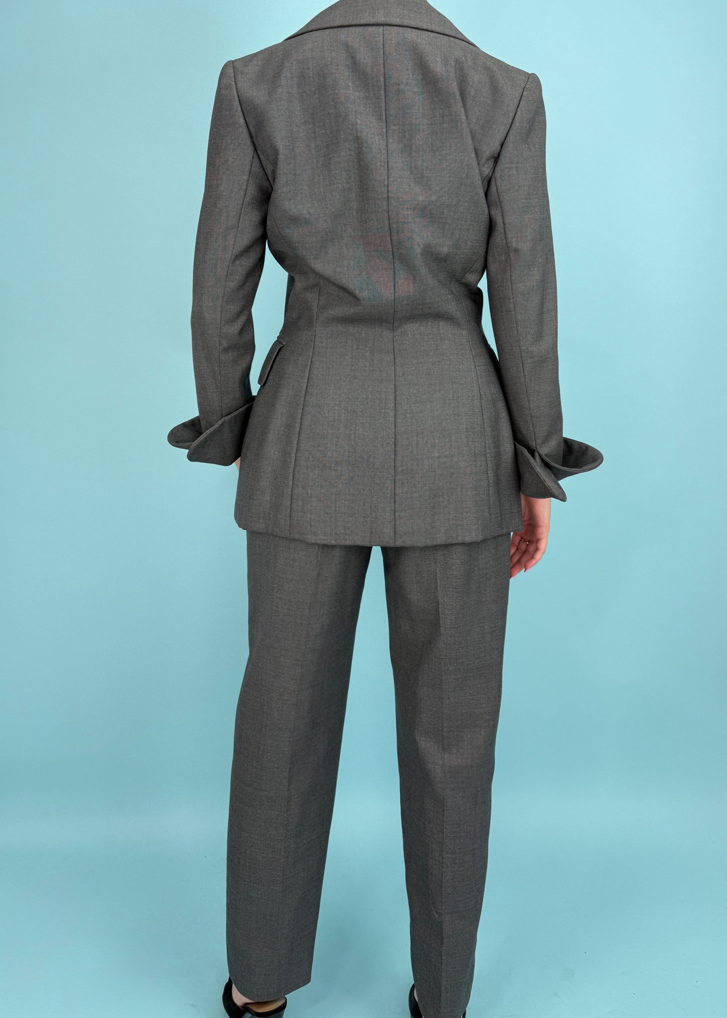 Dior Haute Couture Spring 1990 Runway Grey Jacket & Trousers Suit Set