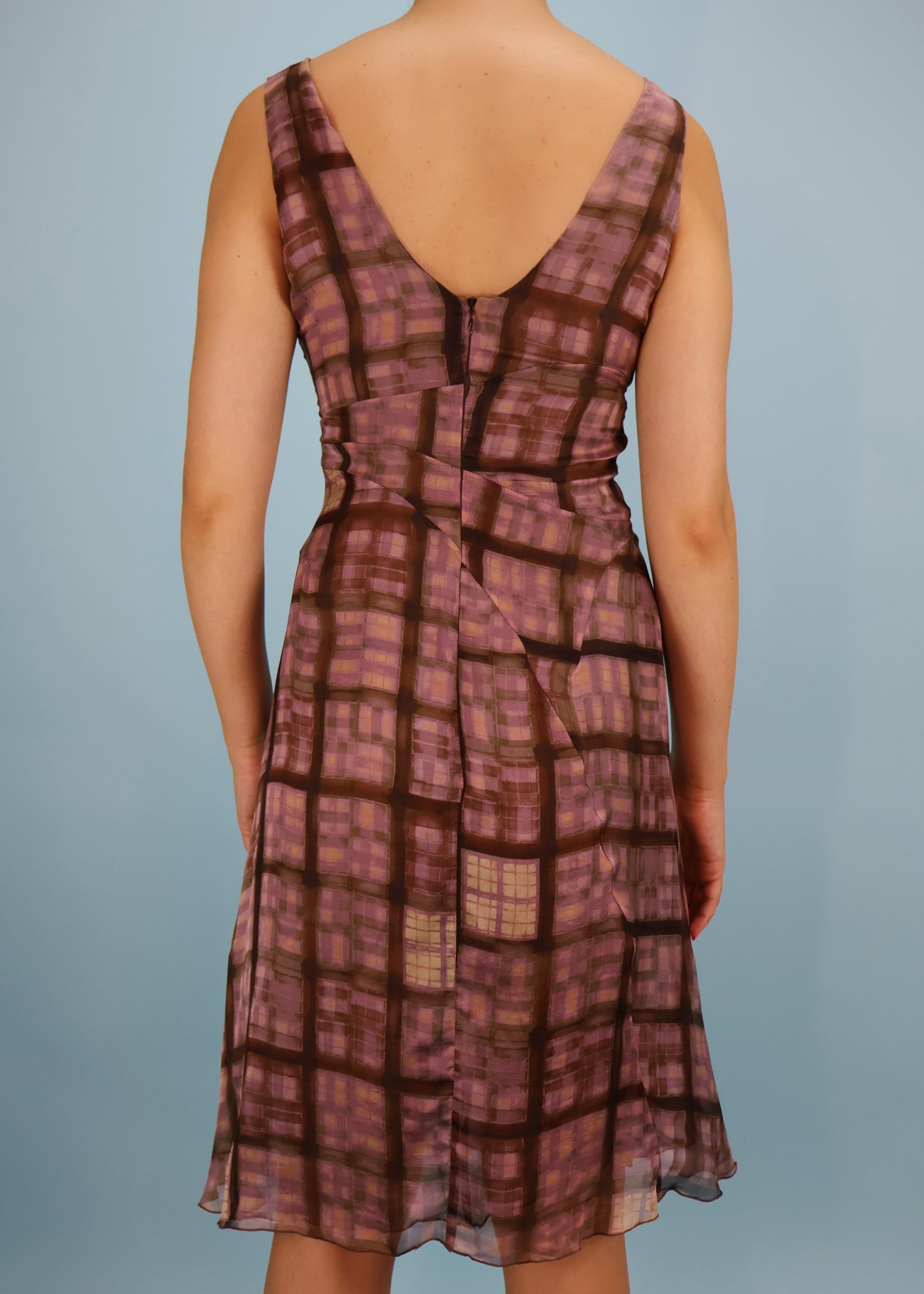 Miu Miu Fall 2004 Purple Plaid Silk Chiffon Dress