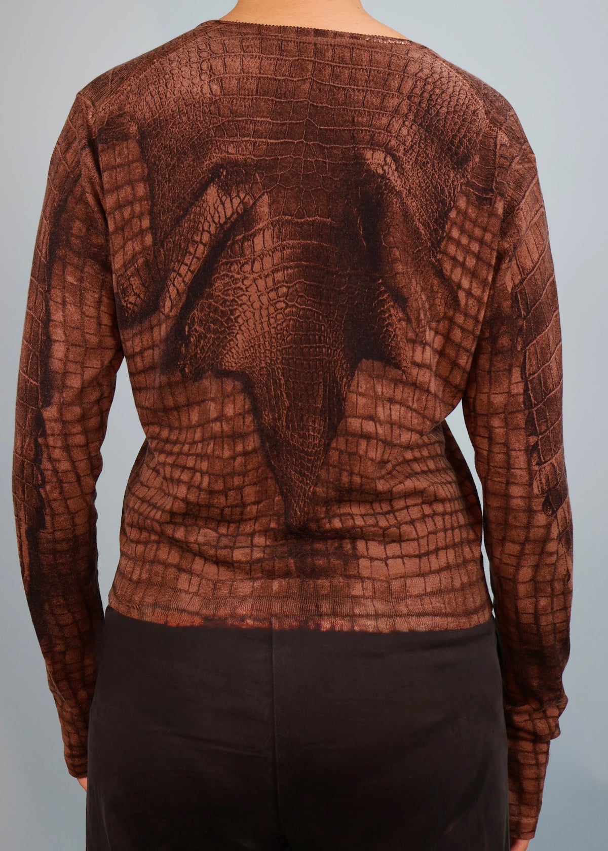 John Galliano Fall 2000 Runway Crocodile Print Cashmere Cardigan