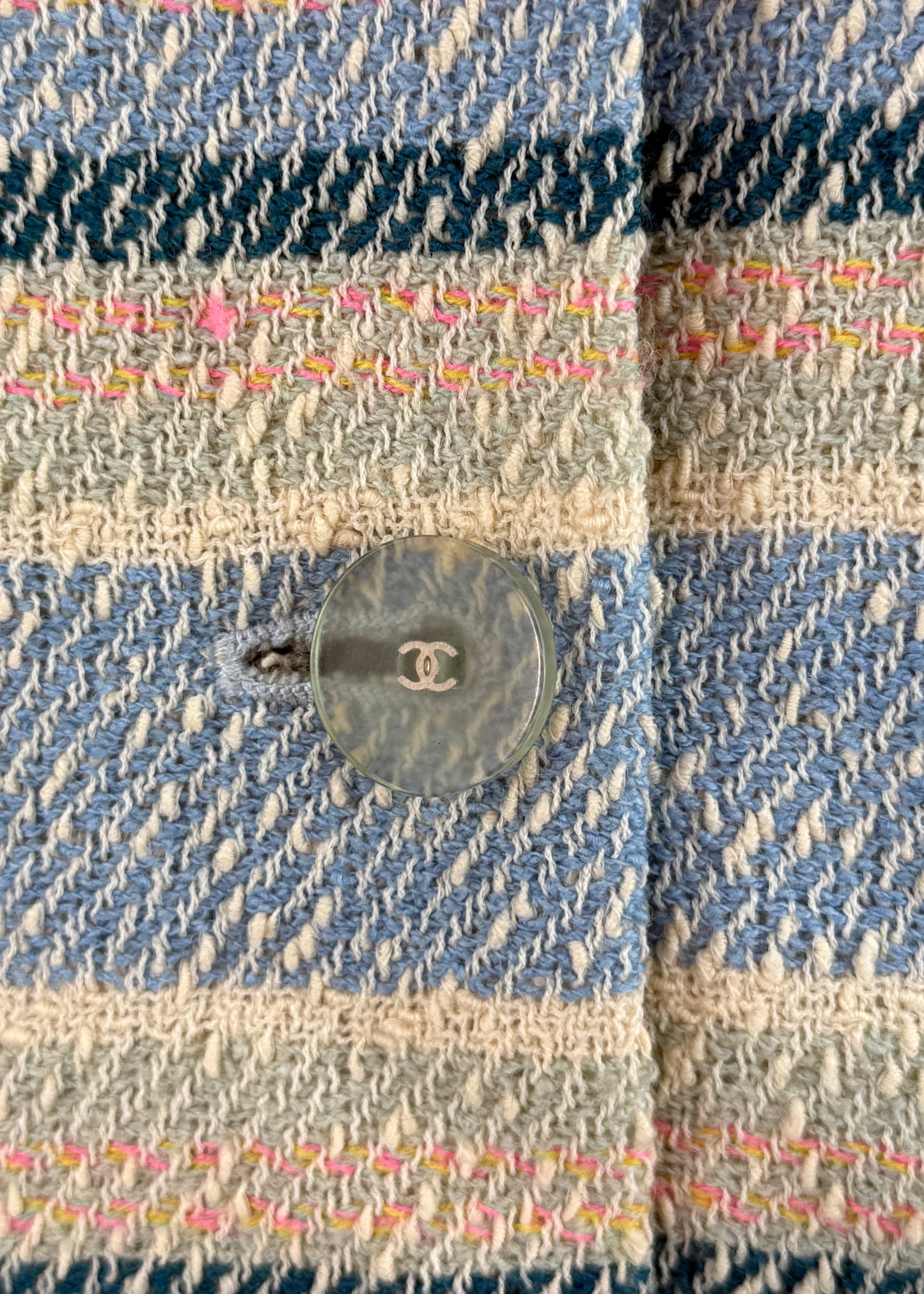Chanel Cruise 2000 Blue Tweed Striped Jacket
