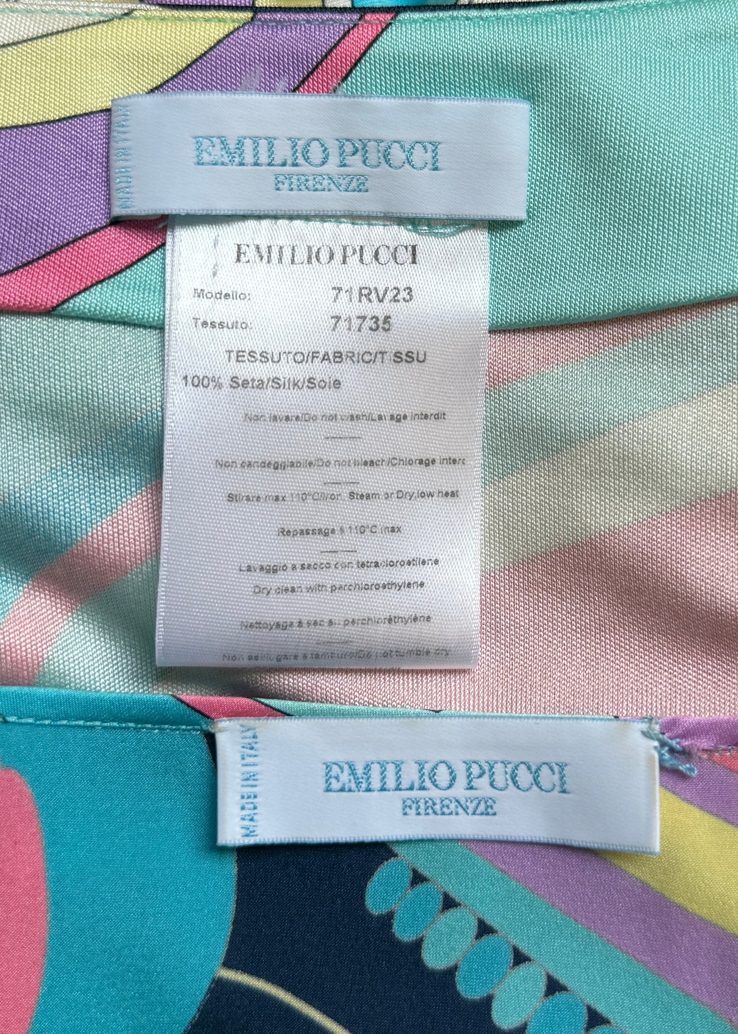 Emilio Pucci Spring 2007 Blue Pattern Silk Skirt & Wrap Top Two Piece Set