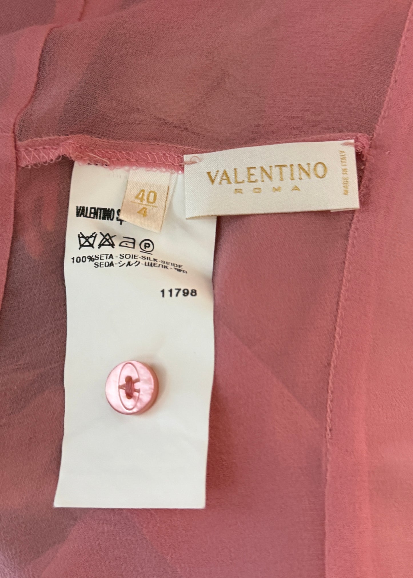 Valentino Pink Silk Chiffon Frill Camisole Top