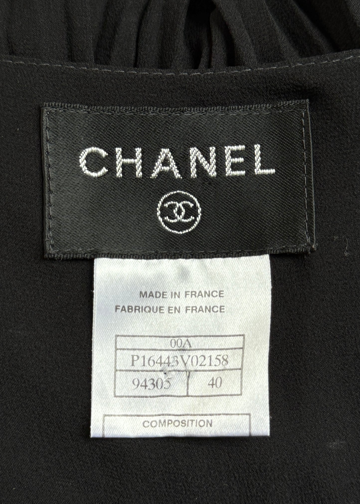Chanel Fall 2000 Runway Embellished Black Silk Chiffon Jumpsuit Dress