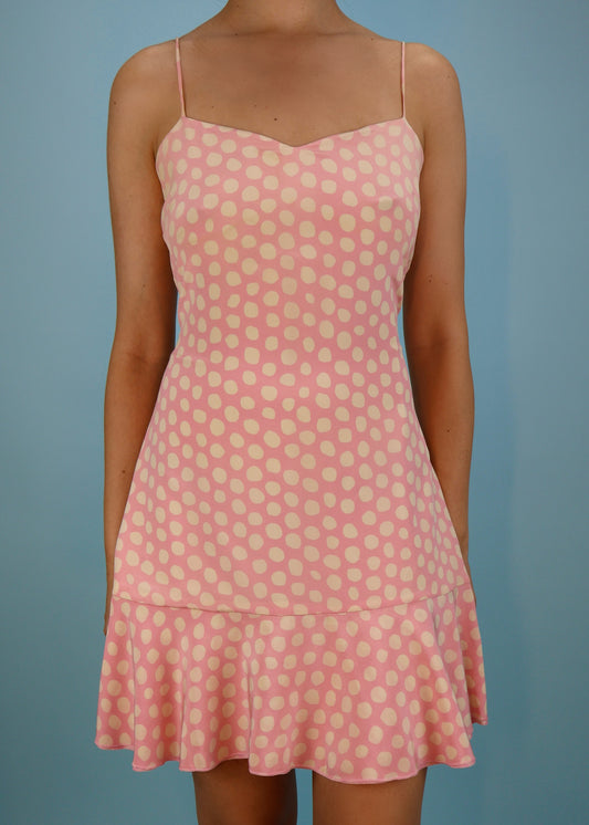 Valentino Pink Polka Dot Silk Chiffon Dress
