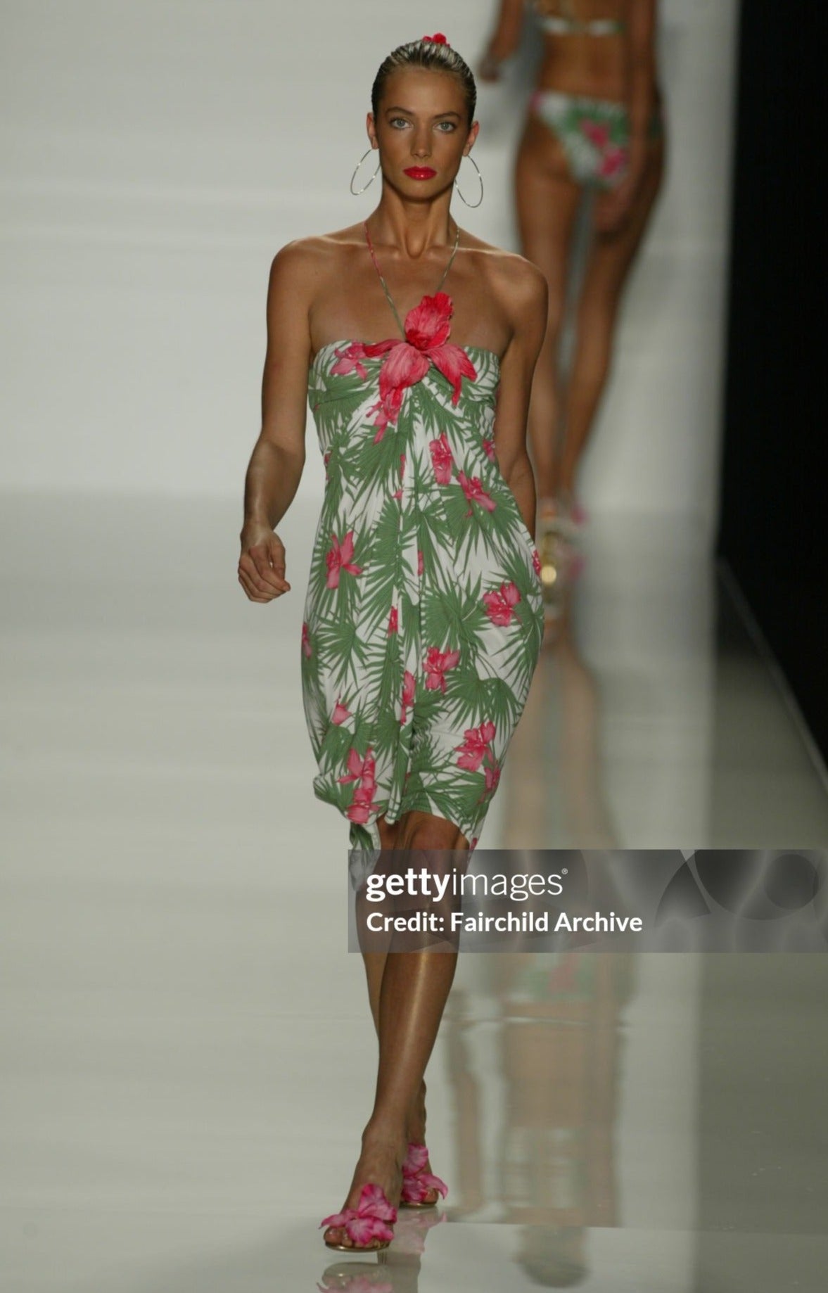 Celine Spring 2004 Tropical Print Silk Dress