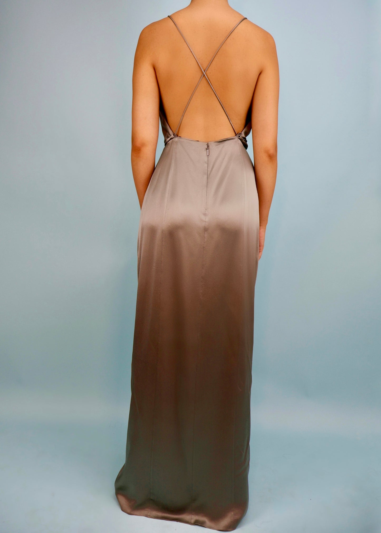 Gucci Resort 2011 Runway Grey Silk Satin Plunge Gown
