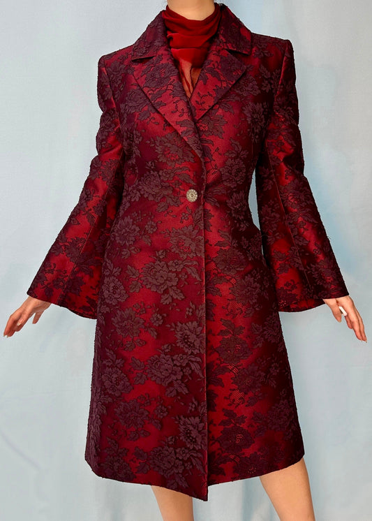 Givenchy Couture by Alexander McQueen Pre-Fall 1998 Red Silk Lace Jacket