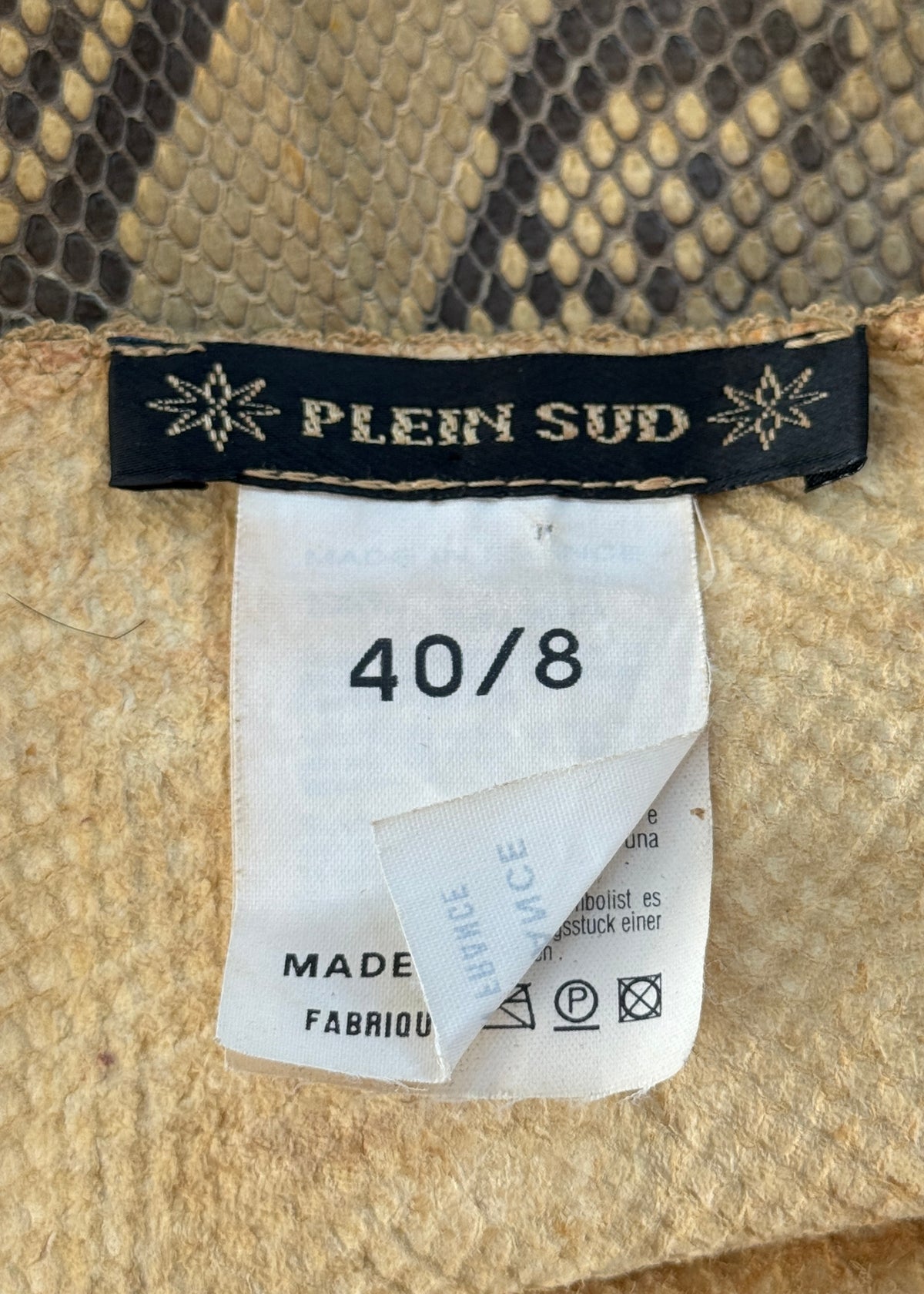Plein Sud Python Leather Button Down Sleeveless Top
