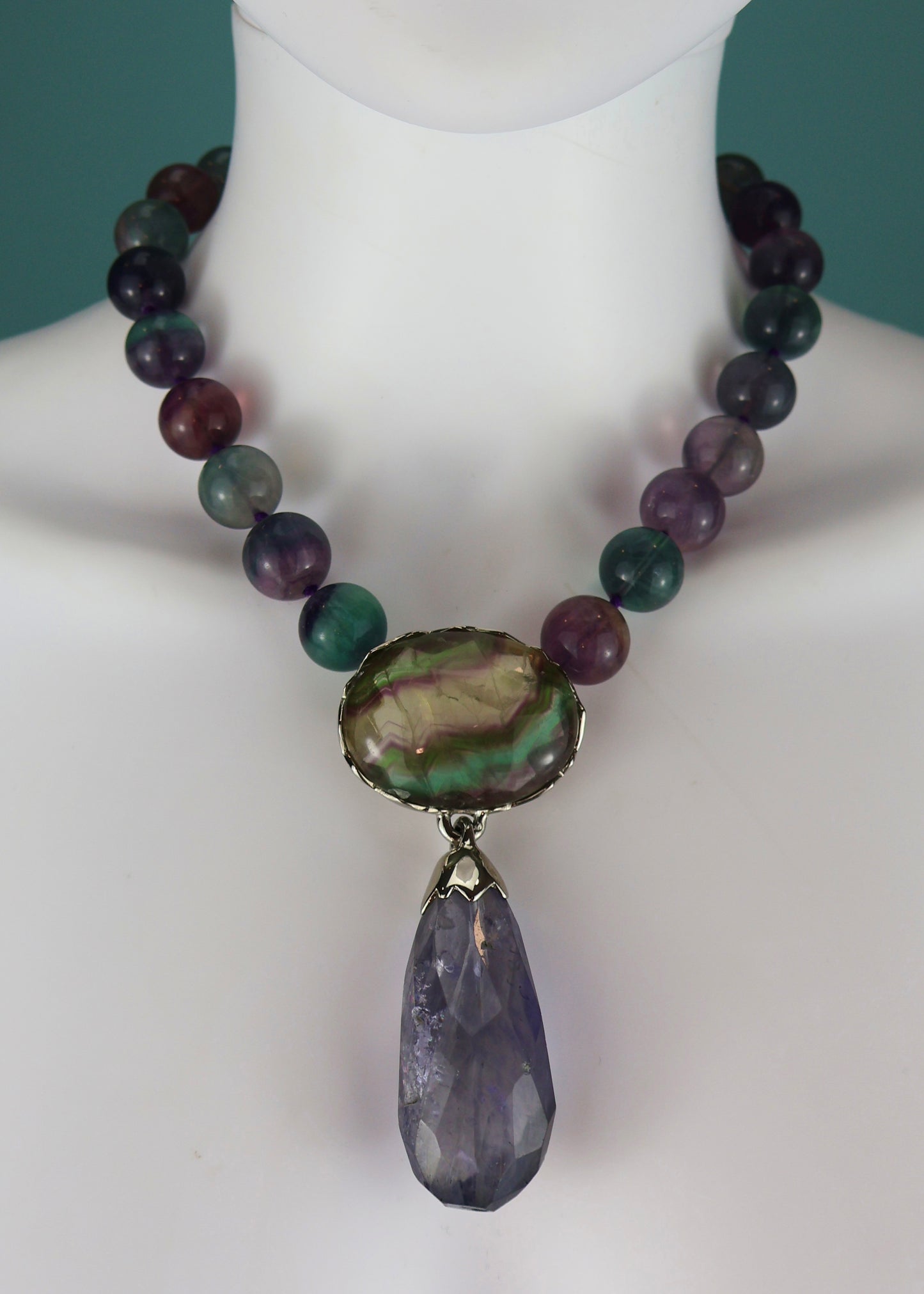 Yves Saint Laurent Haute Couture Fall 1999 Amethyst & Fluorite Gemstone Necklace