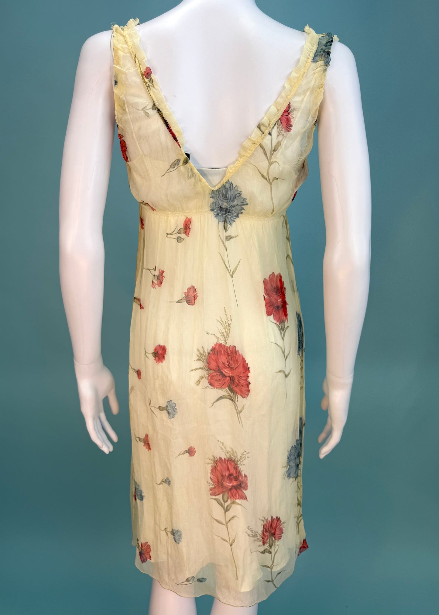 Prada Floral Silk Chiffon Sheer Dress & Slip