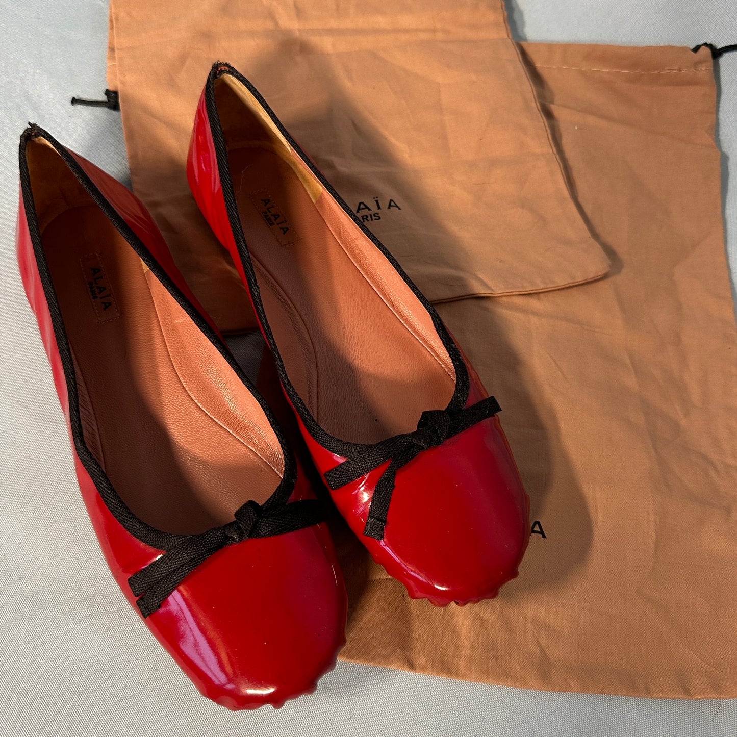 Alaïa Red Patent Leather Ballet Flats