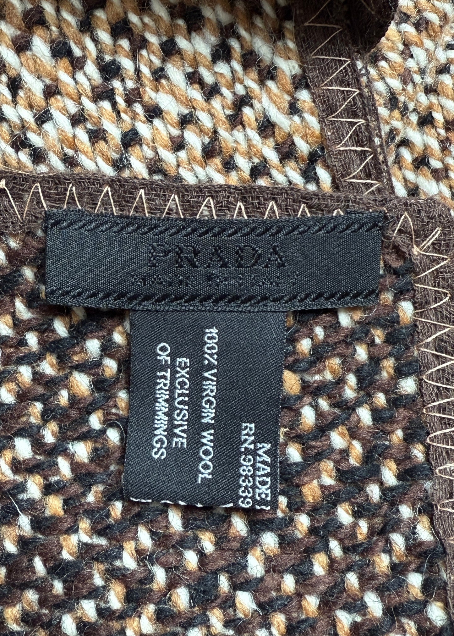Prada Fall 2000 Runway Herringbone Wool Coat & Scarf