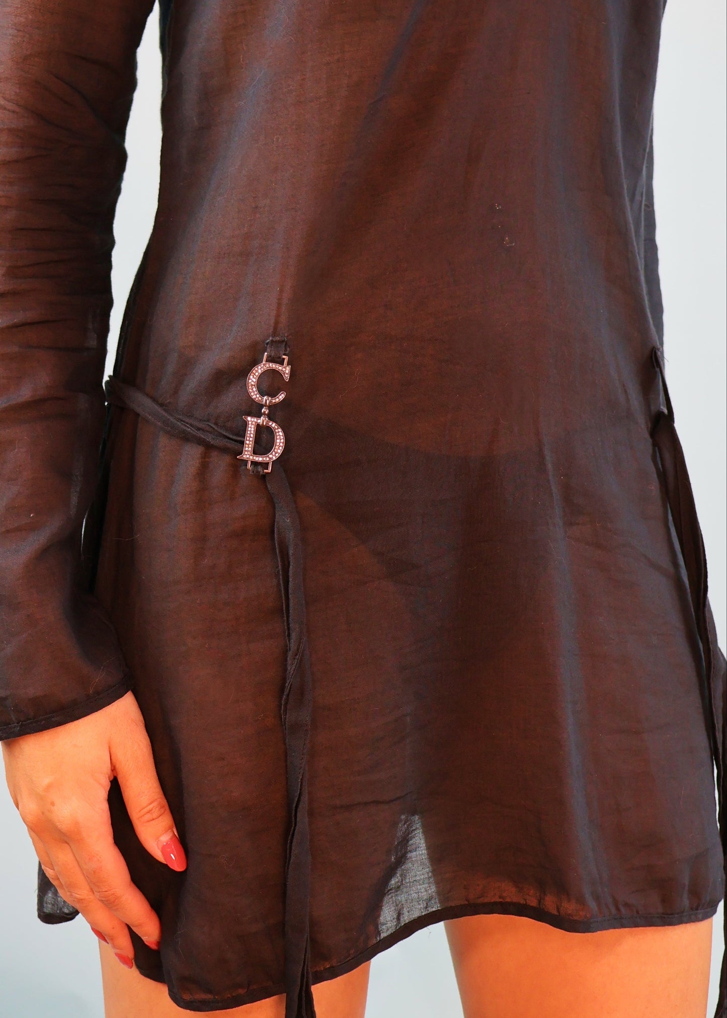 Dior Black & Crystal Monogram Kaftan Mini Dress