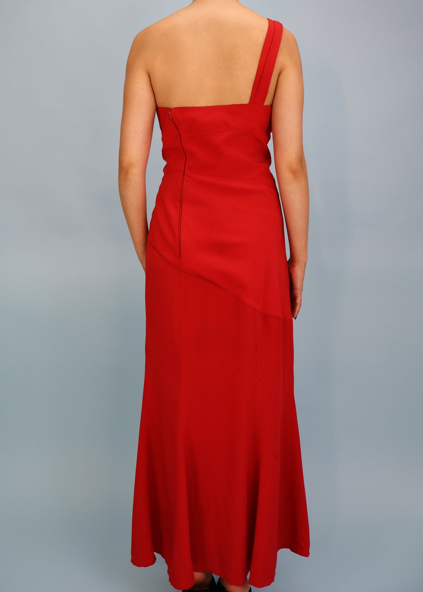 Thierry Mugler 1990s Red One Shoulder Dress
