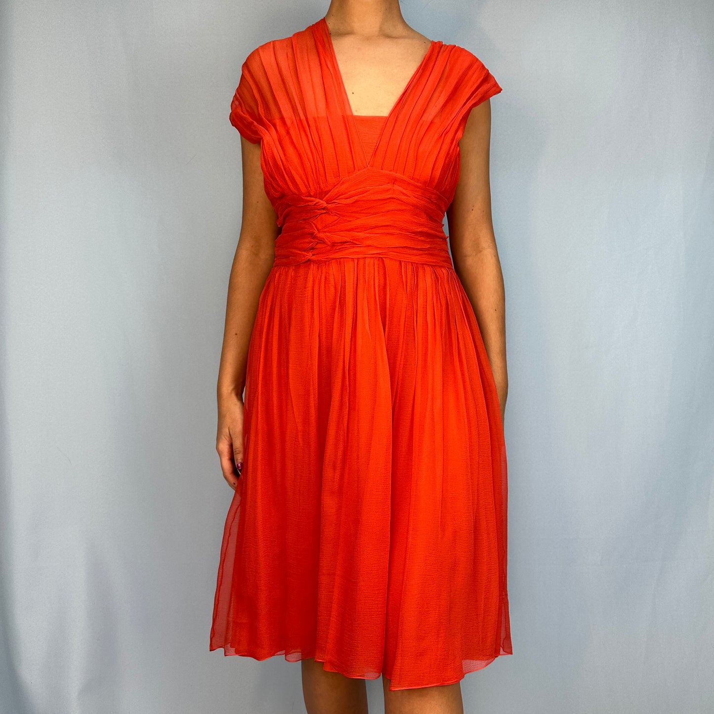 Dior Fall 2007 Orange Silk Chiffon Dress & Scarf