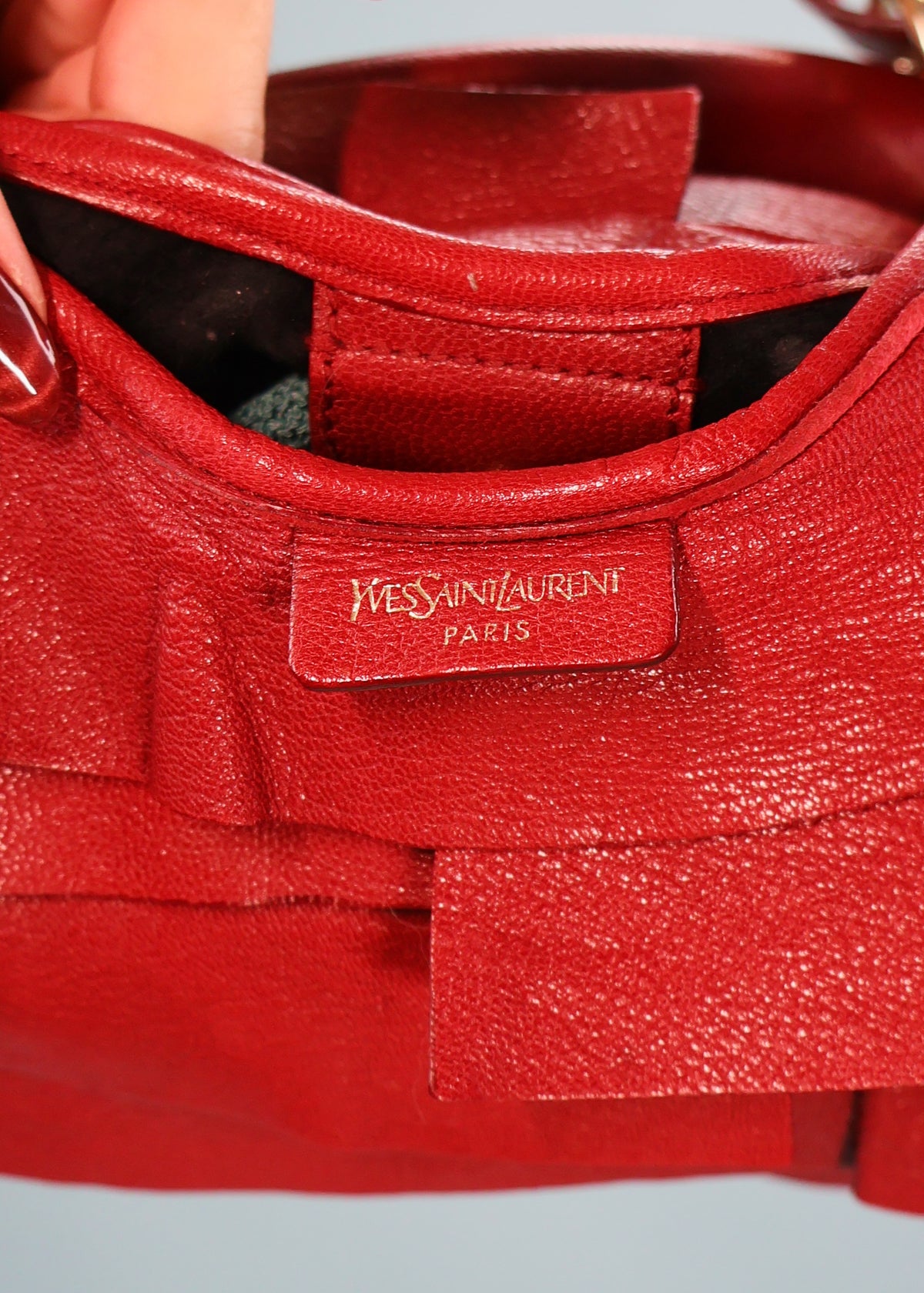 Yves Saint Laurent Fall 2004 Burgundy Ruffle Leather St Tropez Mombasa Bag