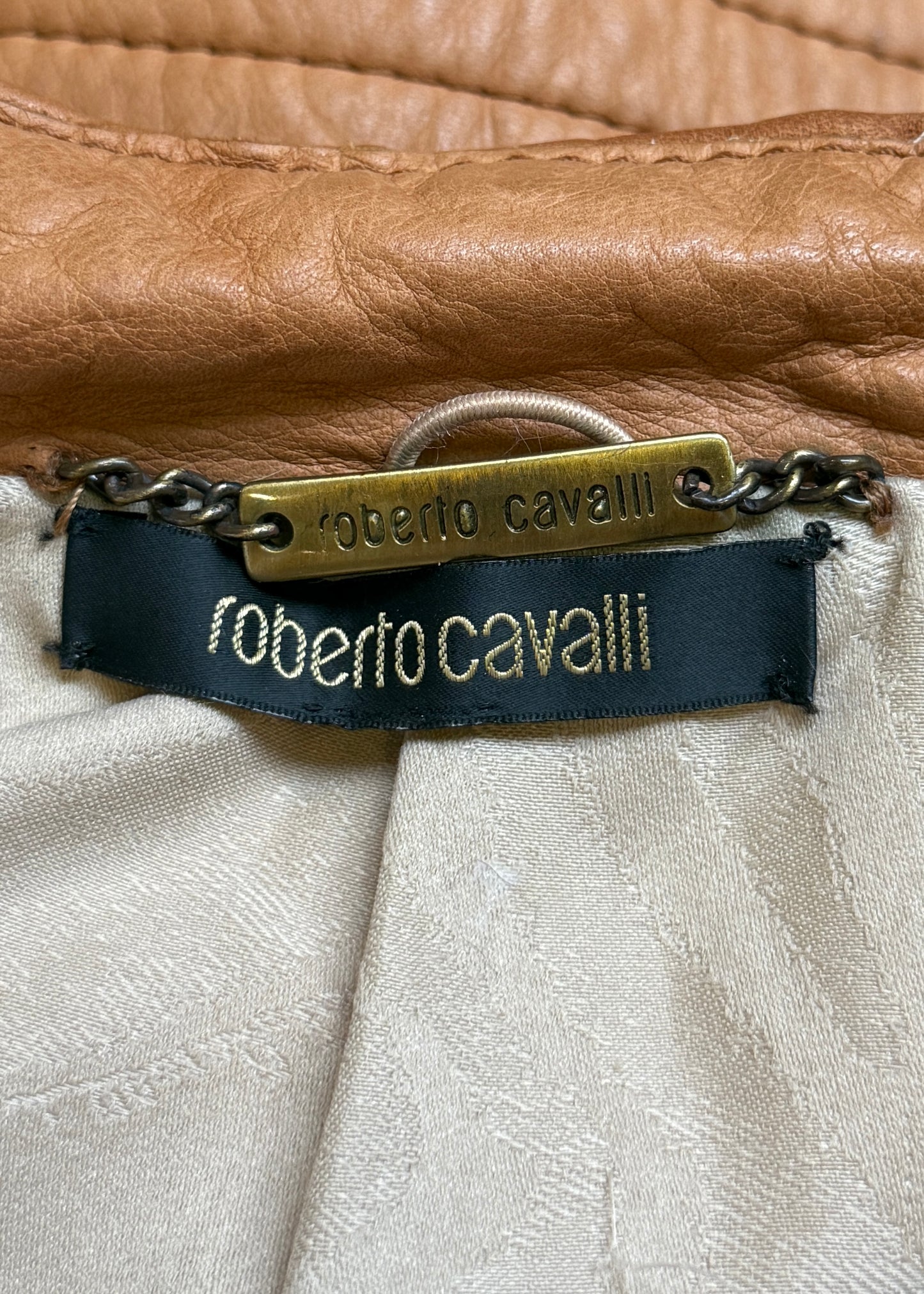 Roberto Cavalli Fall 2004 Brown Leather & Fur Jacket