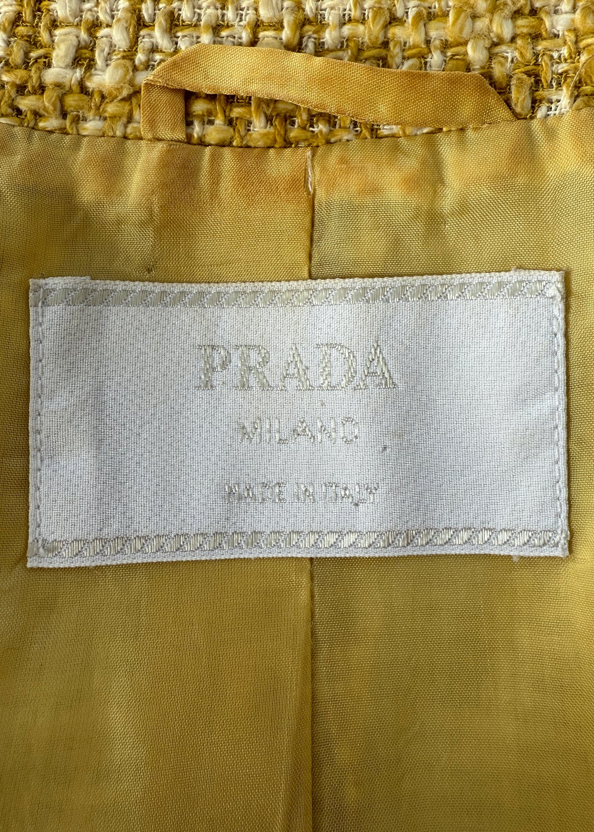 Prada Spring 1996 Runway Yellow Checked Tweed Jacket