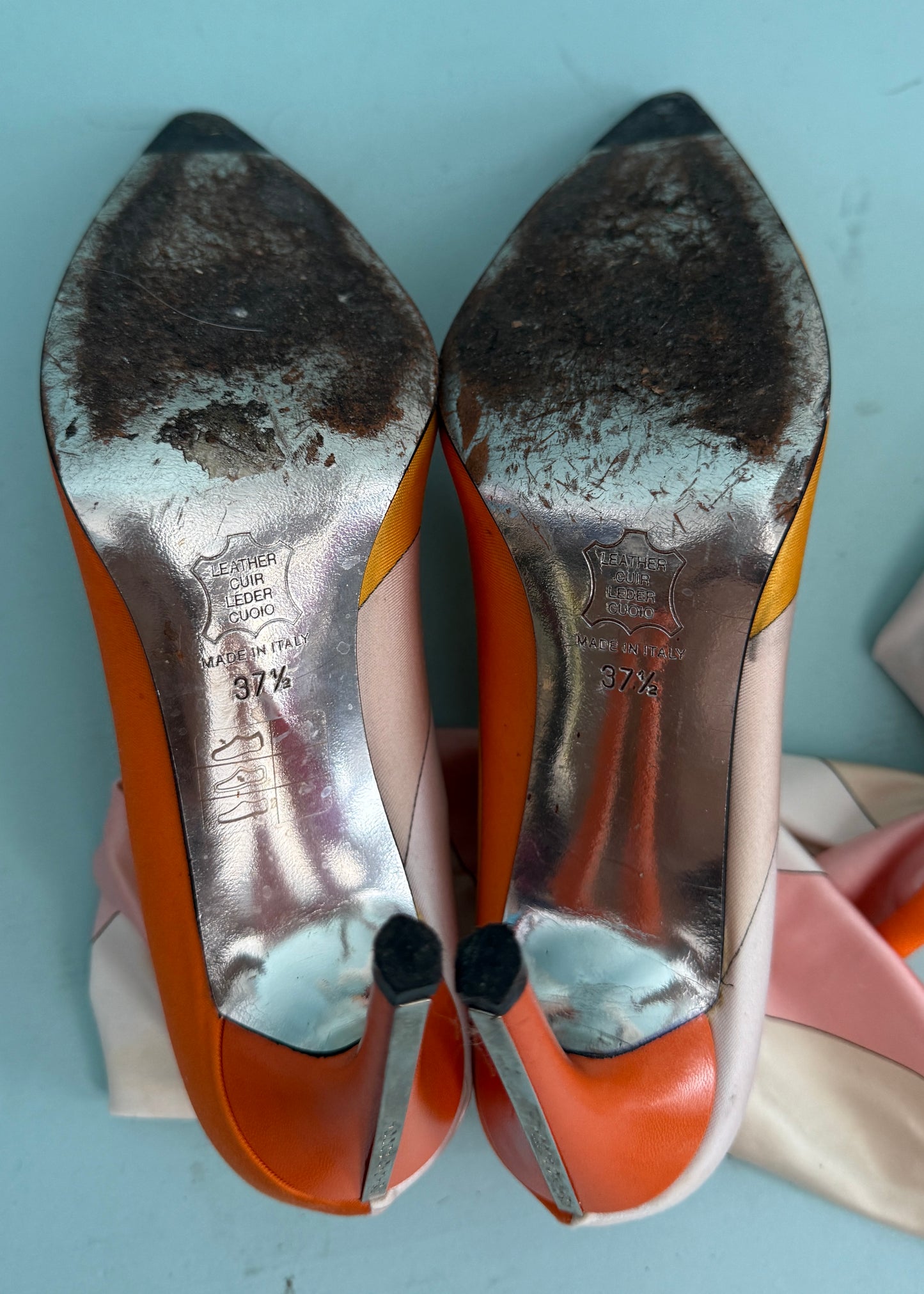 Emilio Pucci Orange & Pink Printed Sock Thigh High Boots