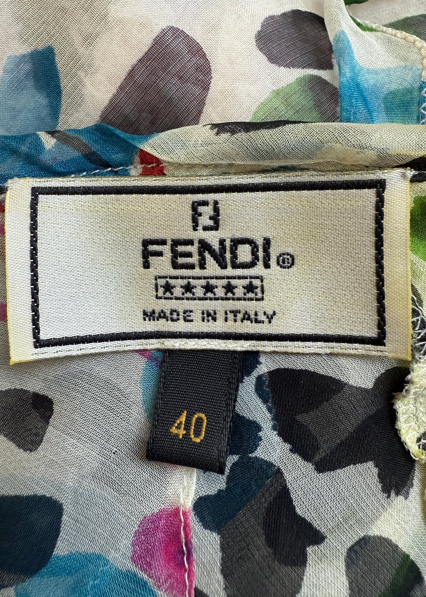 Fendi Spring 2000 Runway Watercolour Sheer Silk Blouse
