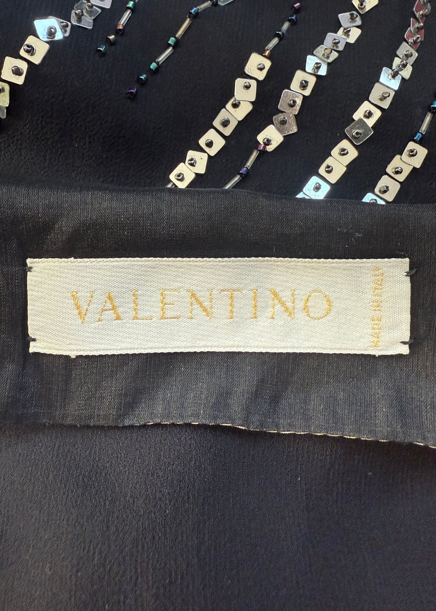 Valentino c.2003 Black Silk Sequin Embellished Skirt
