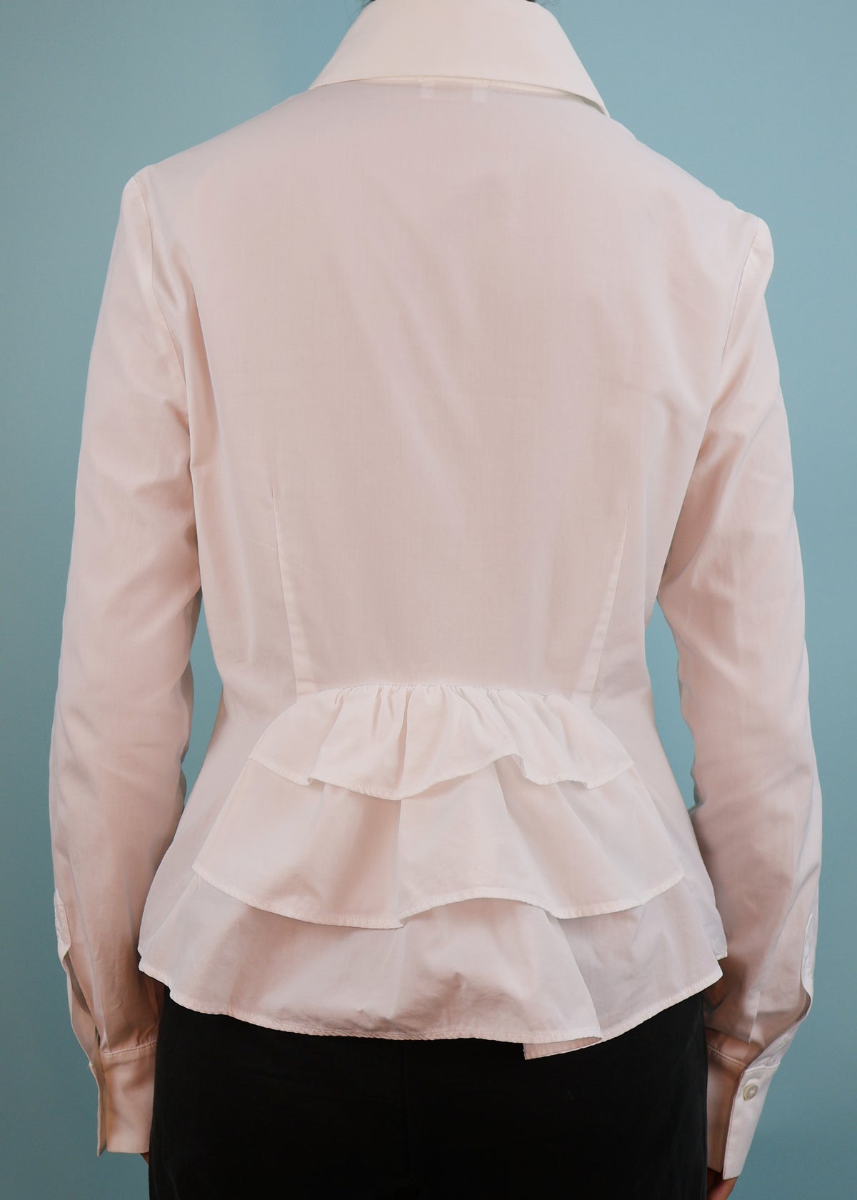 Valentino White Frill Back Cotton Blouse